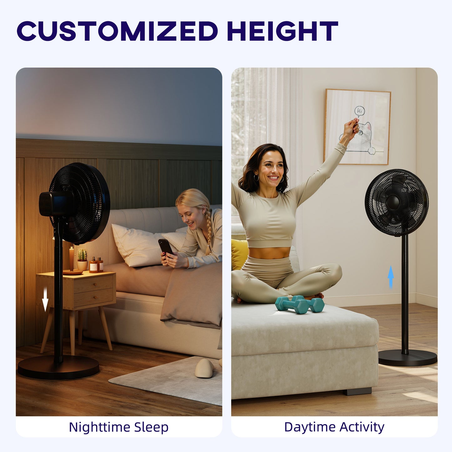 HOMCOM 40 cm Standing Fan With 80 Degree Oscillation Adjustable Tilt And Height 4 Speeds Remote Control Black