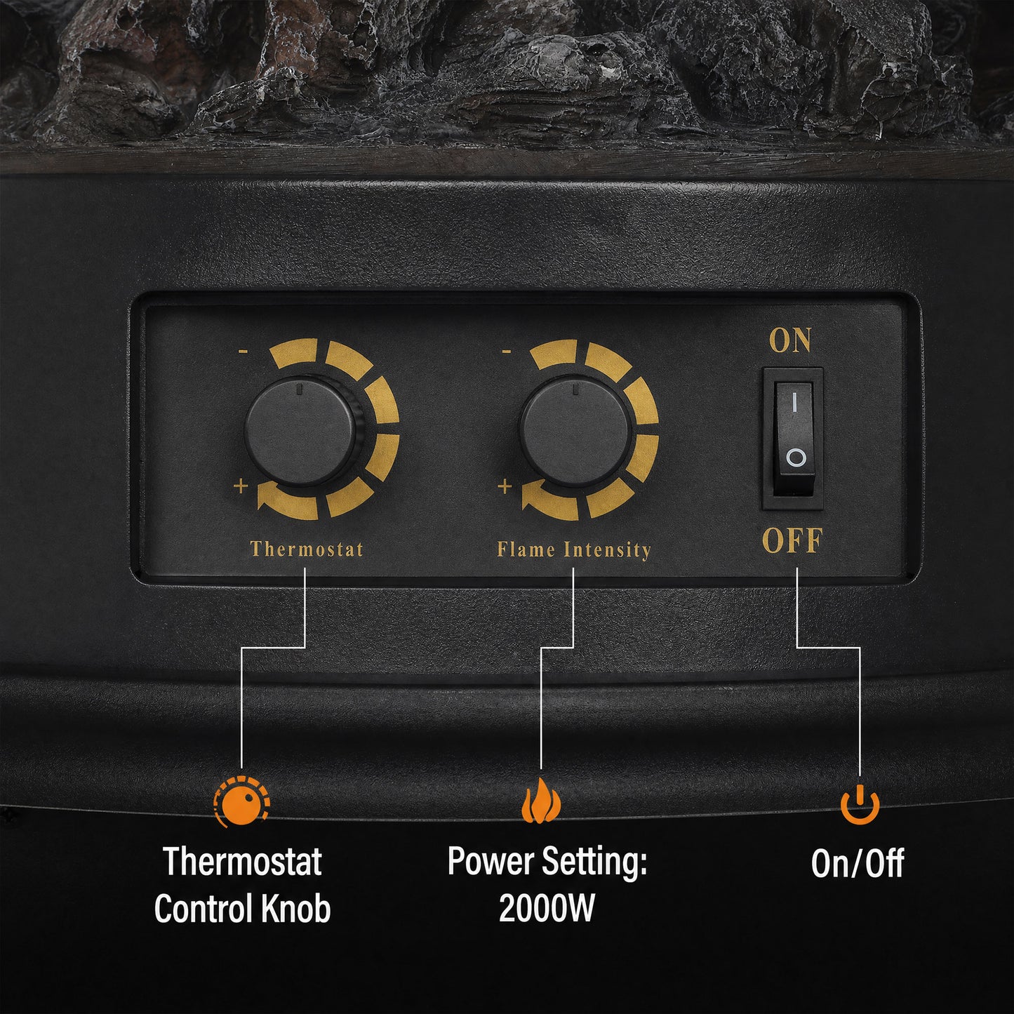 Freestanding Electric Fireplace Stove With Adjustable LED Flames 2000W