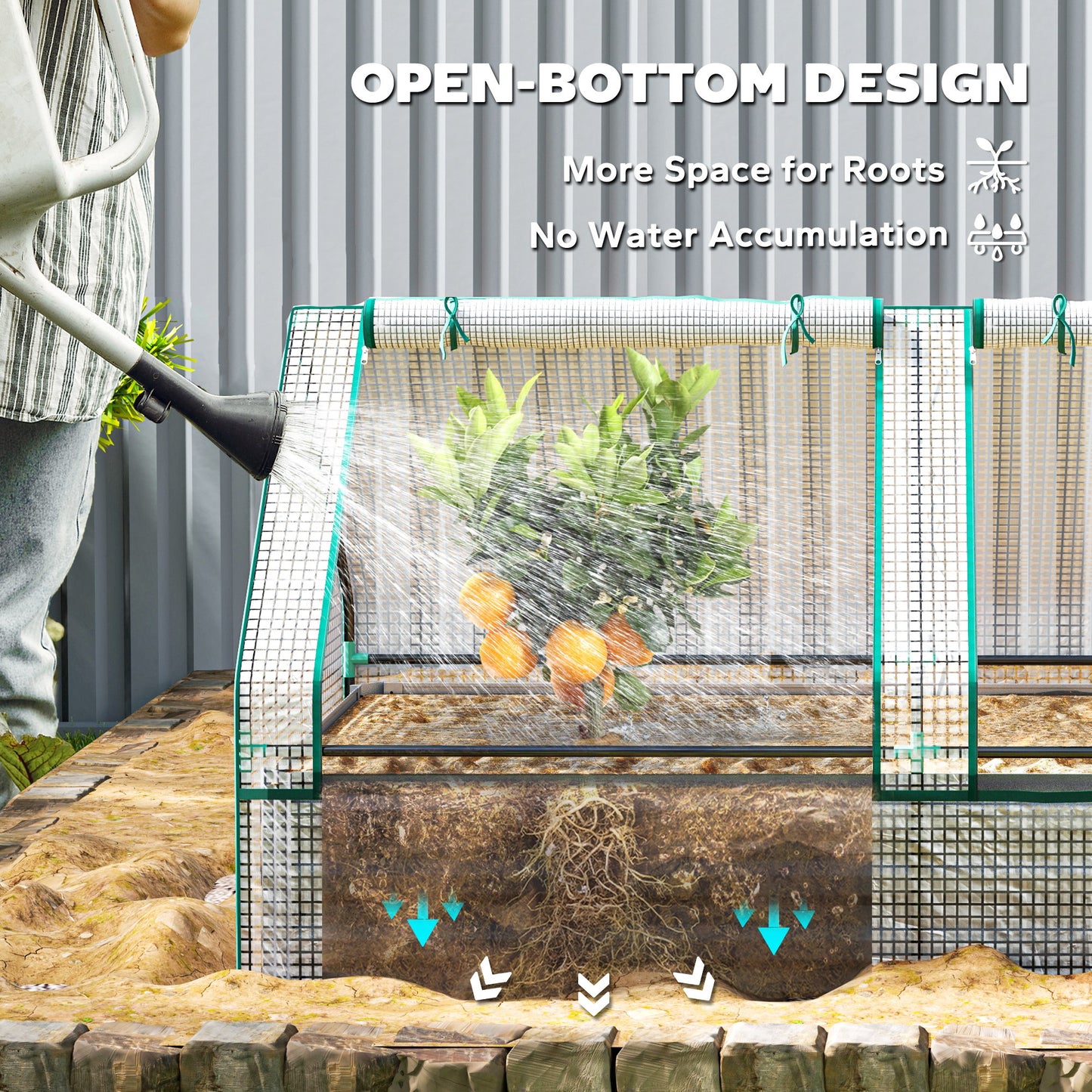 Outsunny Metal Planter Box With Cover Raised Garden Bed And Greenhouse For Herbs And Vegetables White And Dark Grey