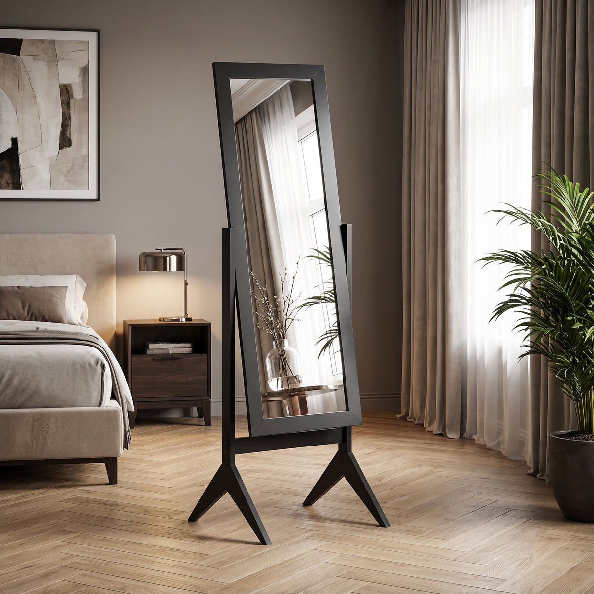 HOMCOM Freestanding Adjustable Full Length Dressing Mirror Black