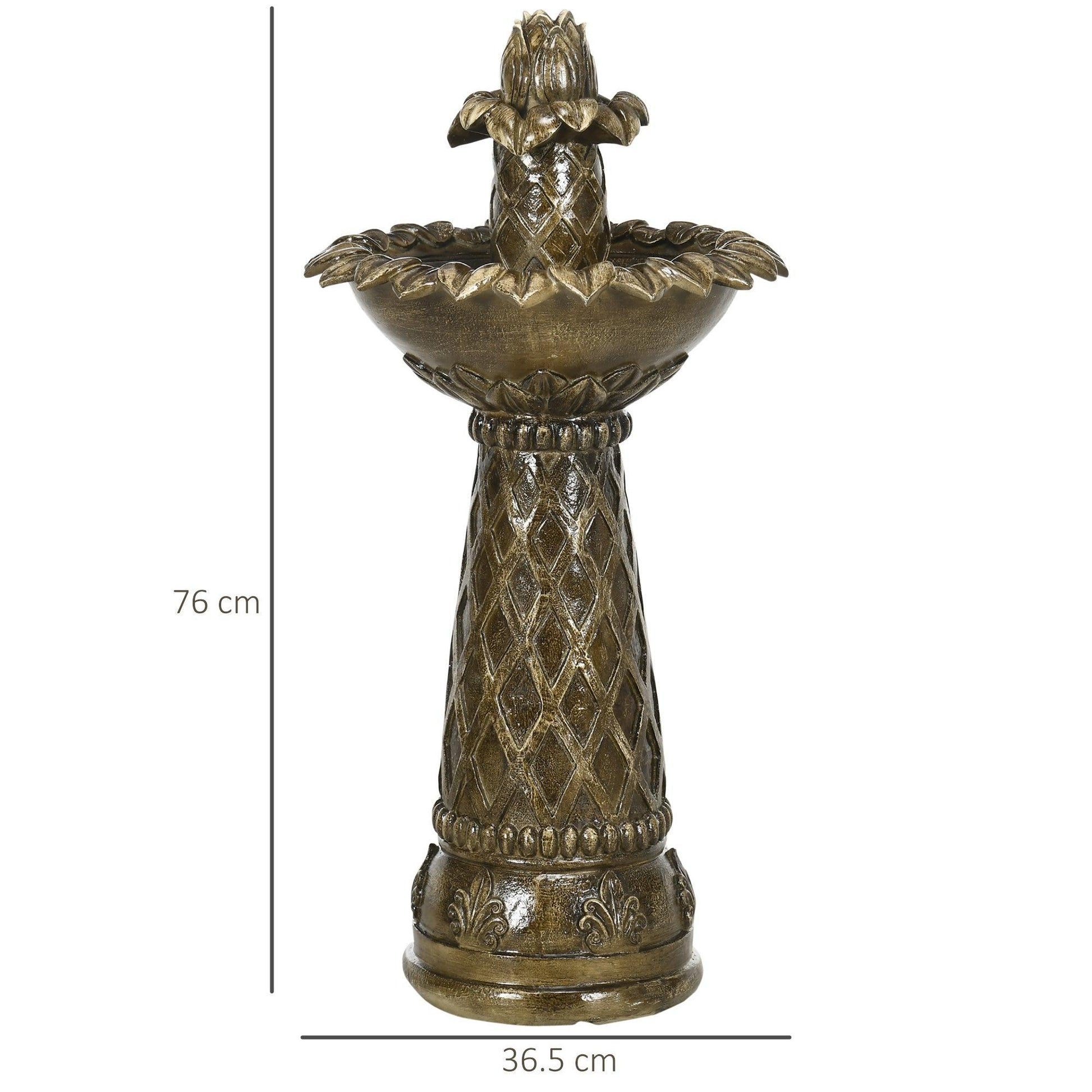 Outsunny Freestanding Waterfall Fountain with Pump - Brown - ALL4U RETAILER LTD