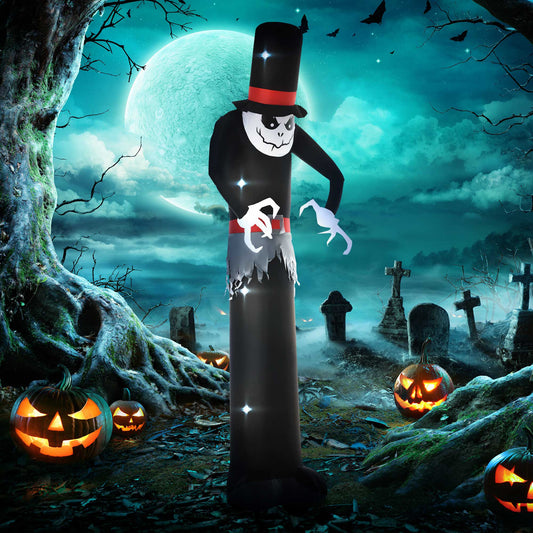 Outsunny 10ft Inflatable LED Halloween Ghost with Tall Hat - Outdoor Decoration - ALL4U RETAILER LTD