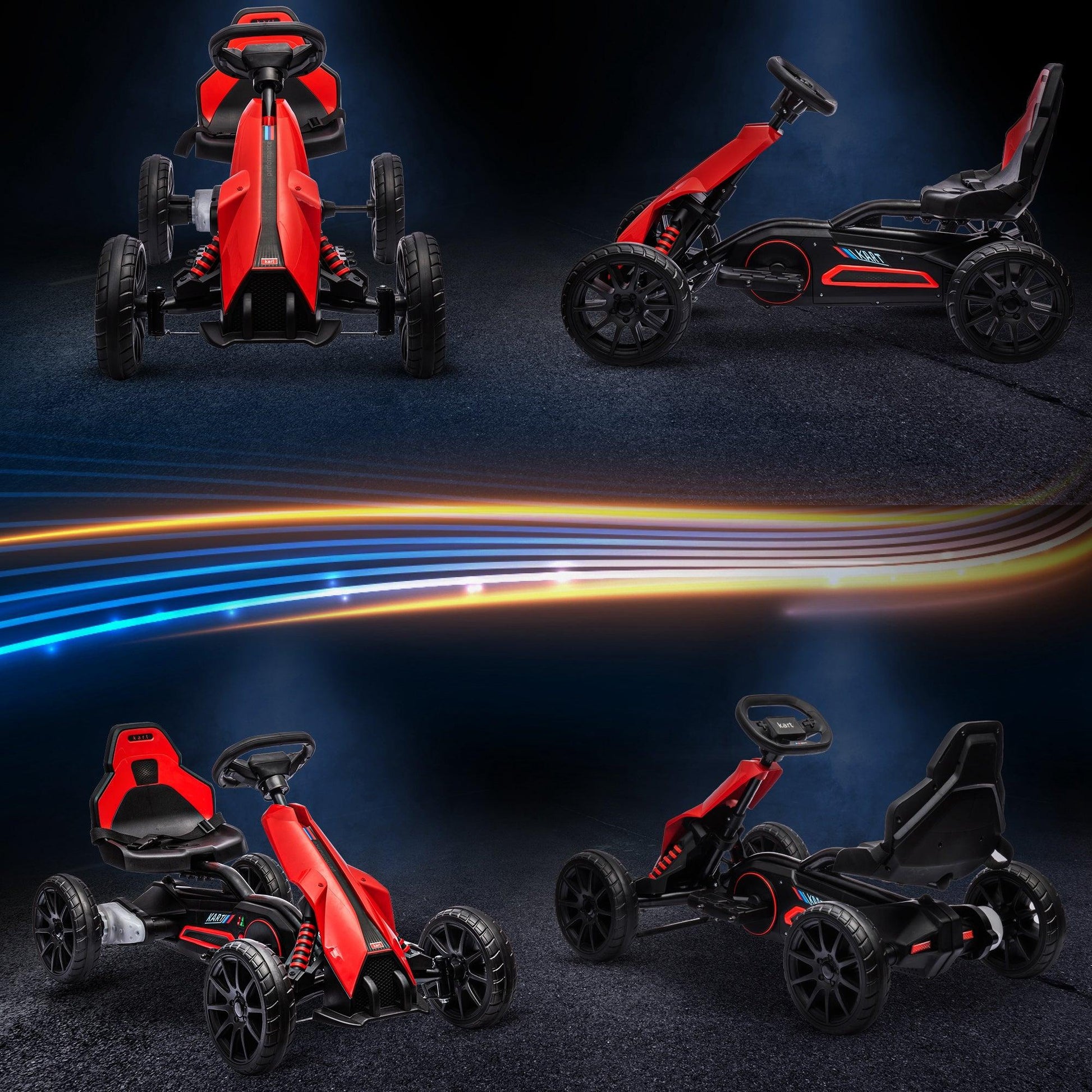 HOMCOM 12V Electric Go Kart w/ Forward Reversing 2 Speeds for 3-8 Yrs - Red - ALL4U RETAILER LTD