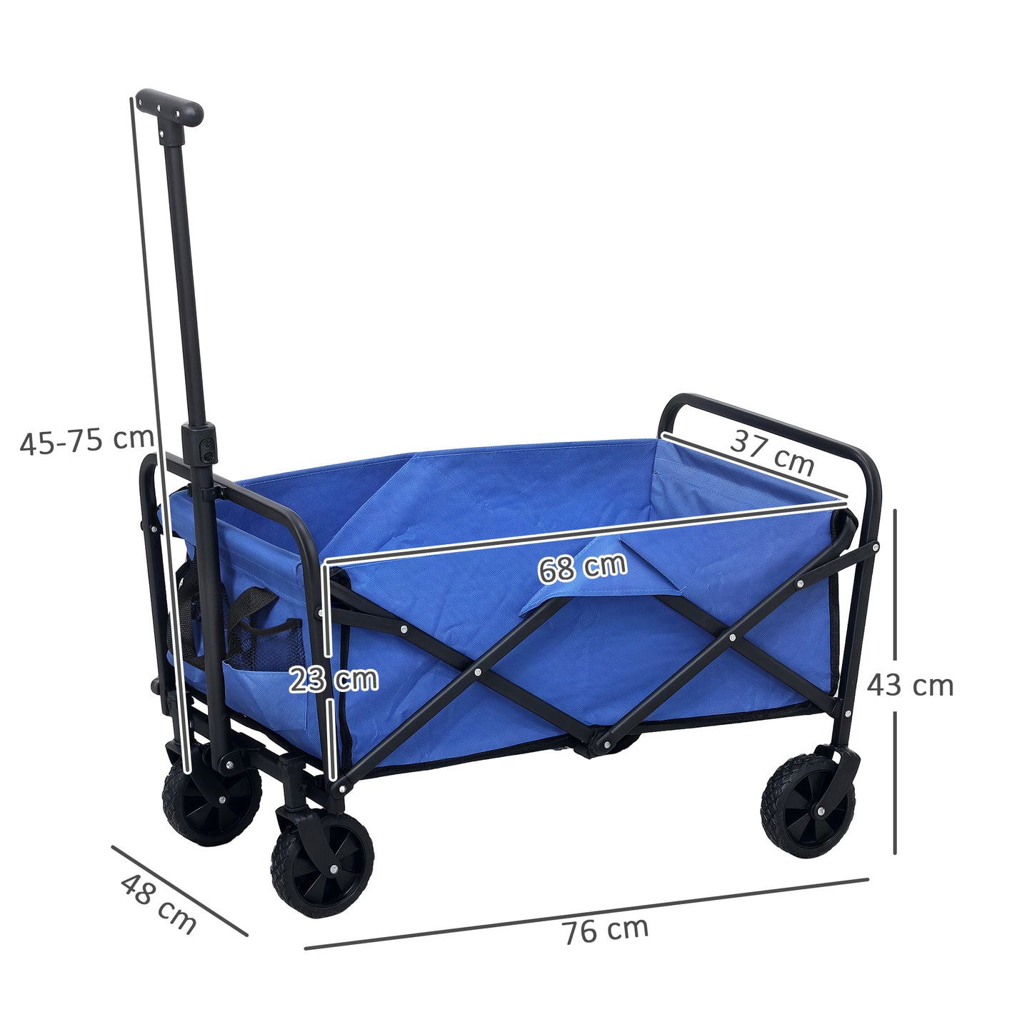 Outsunny 62L Festival Trolley On Wheels With 120Kg Capacity Folding Cart For Beach Camping And Festival Blue