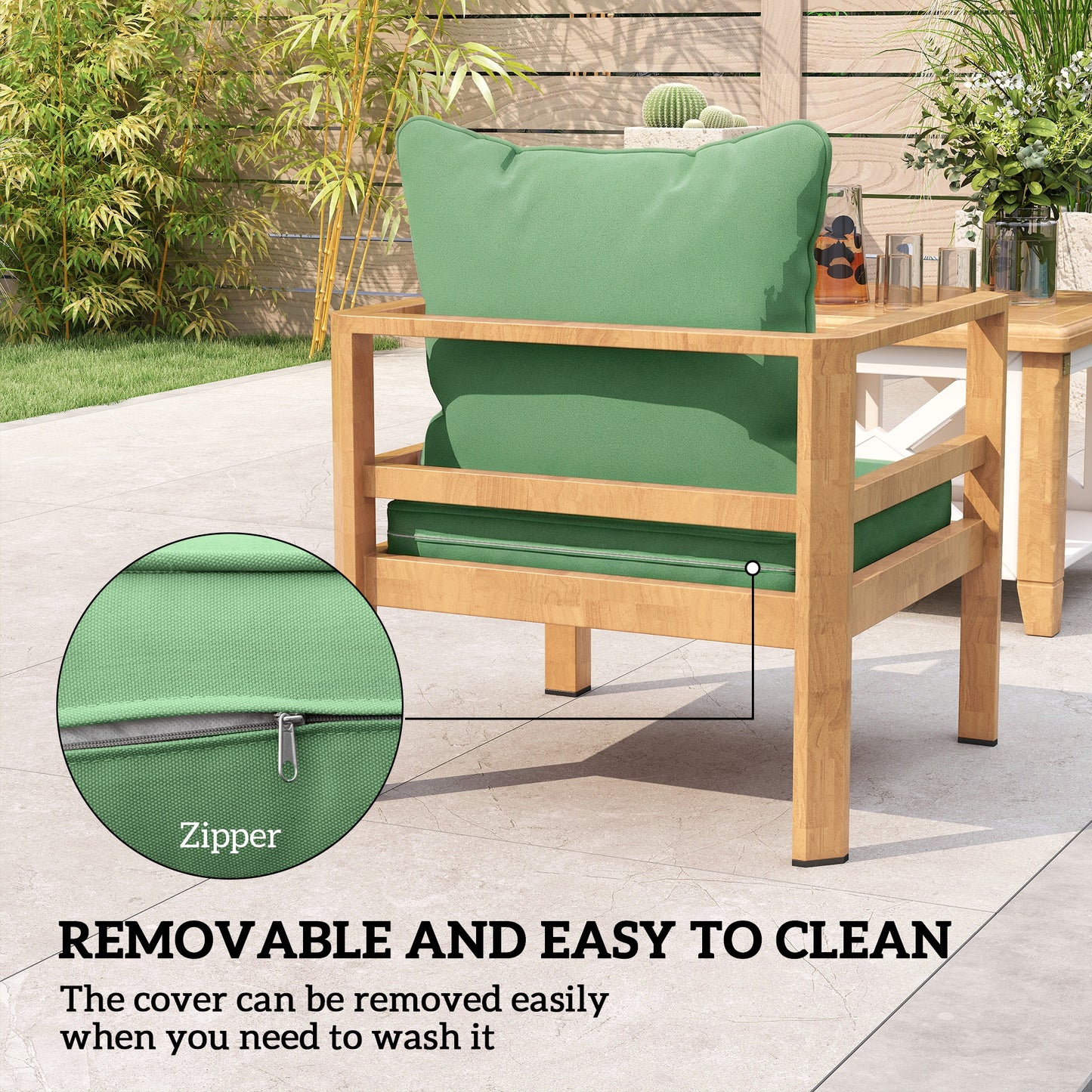Outsunny Green Outdoor Seat And Back Cushion Set Cushions Only For Patio Garden Chairs With Thick Padding
