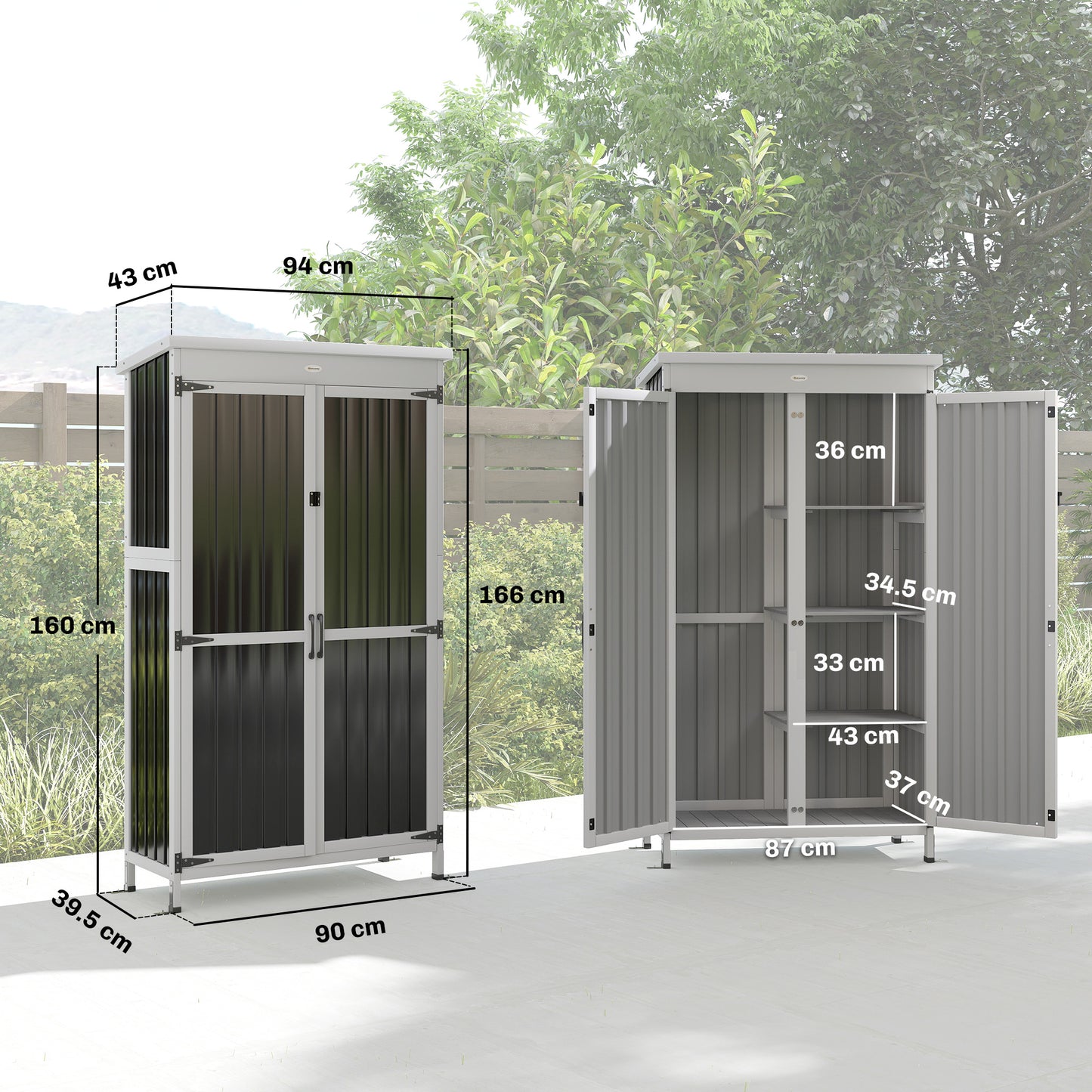 Outsunny Outdoor Storage Cabinet With Removable Shelves Garden Tool Shed Asphalt Roof White And Black