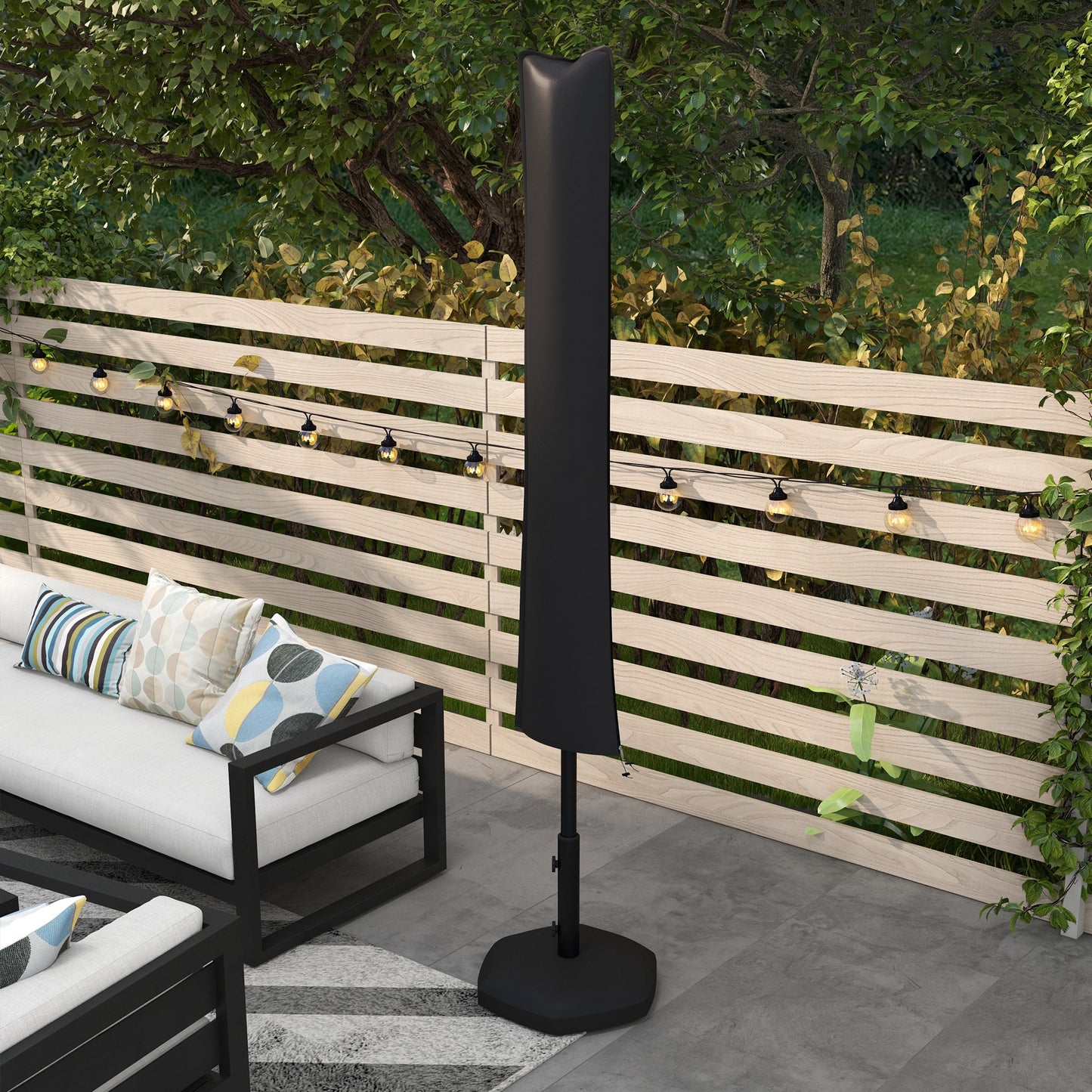 Outsunny Cantilever Parasol Cover 2-3.5 M, 420D Oxford Fabric With Zipper, Waterproof Outdoor Garden Patio, Black