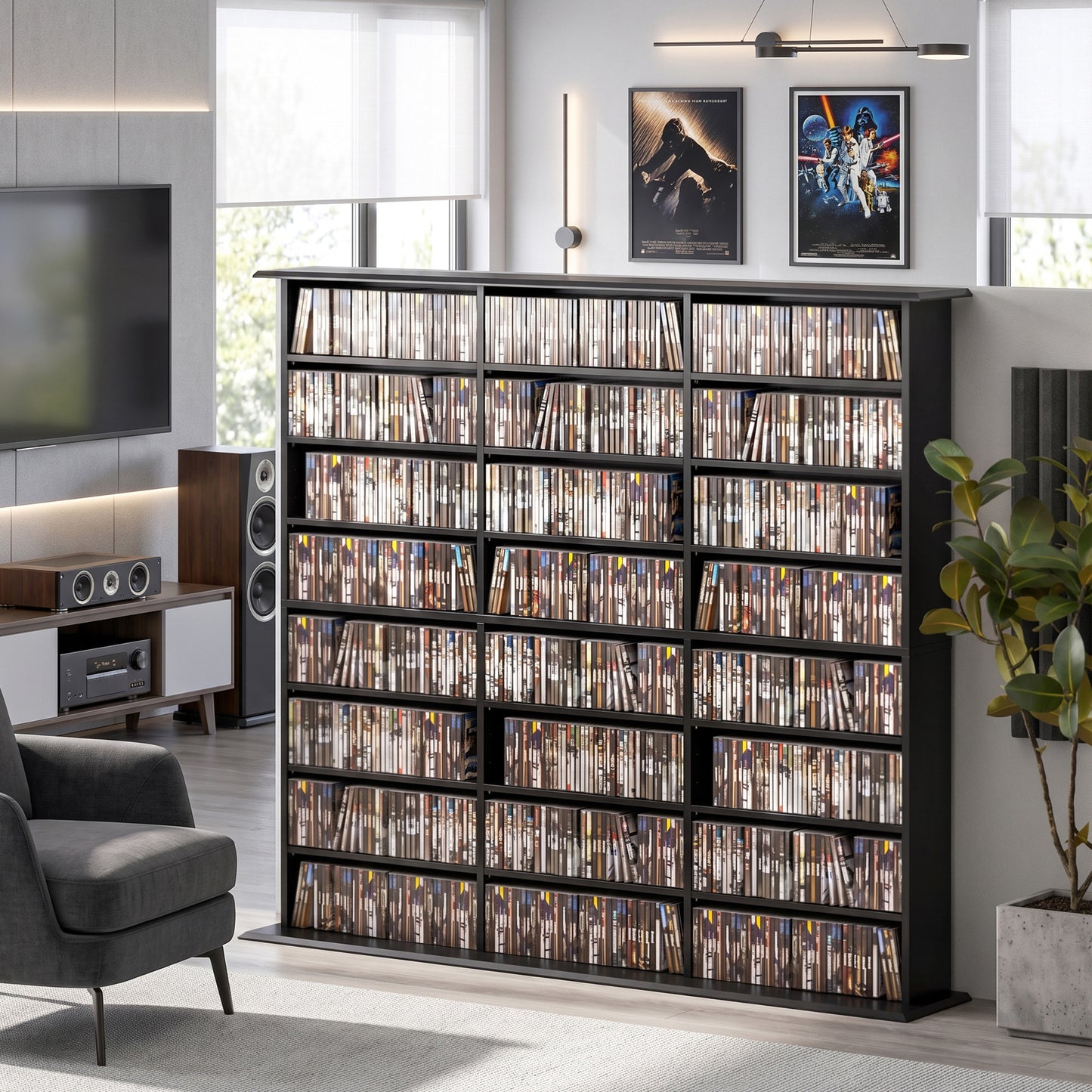HOMCOM 1032 CD 594 DVD Blu-ray Storage Unit with 24 Compartments and 18 Adjustable Shelves Black