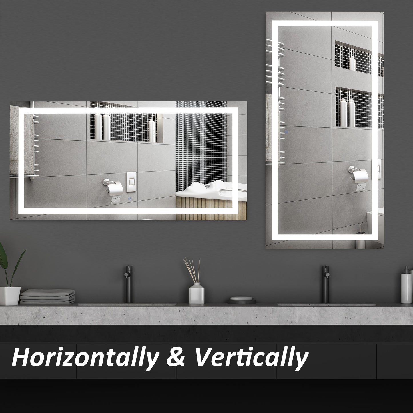 HOMCOM Contemporary LED Bathroom Mirror with Anti-Fog Sensor and Heated Features - 120W x 60H x 4D cm - ALL4U RETAILER LTD