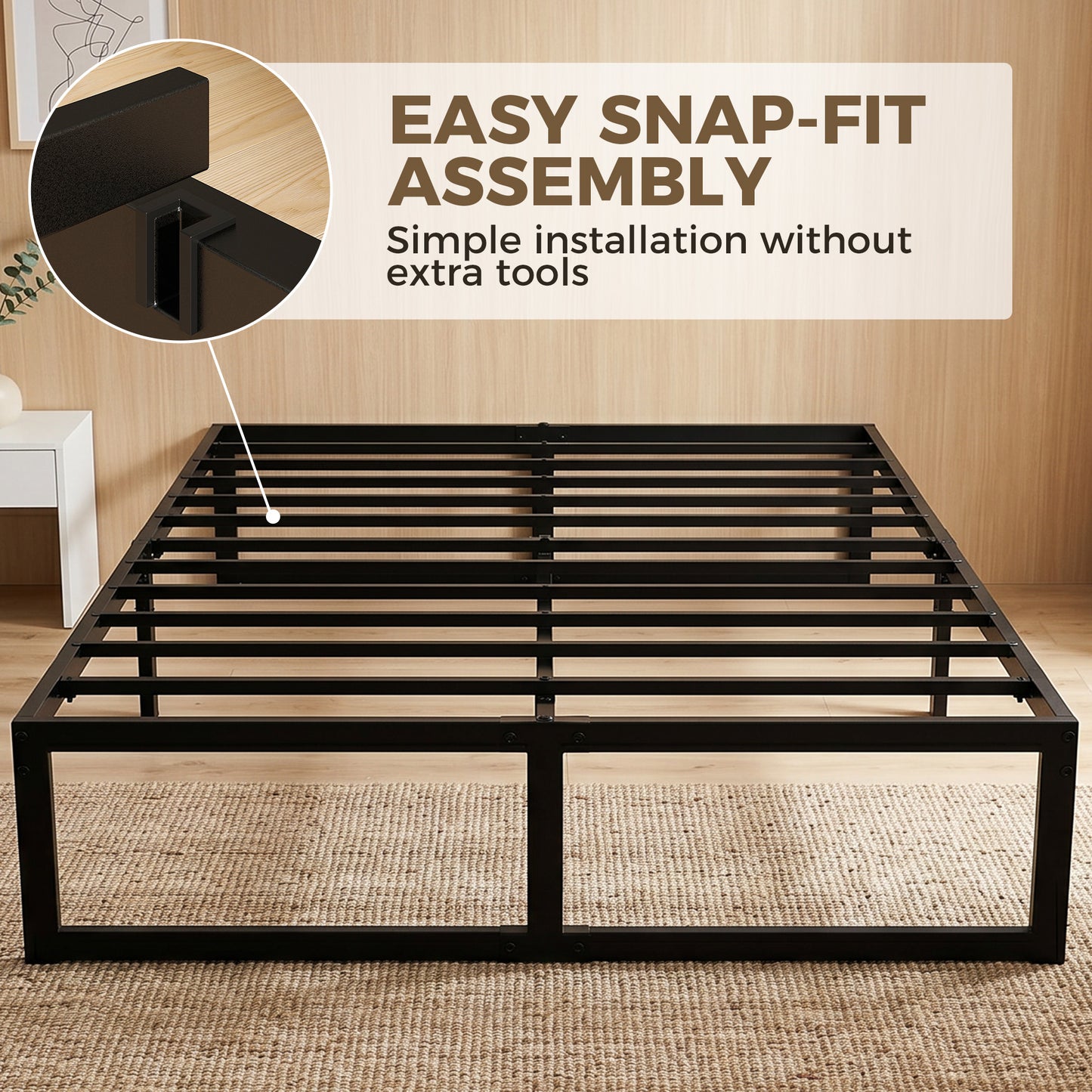 HOMCOM 4ft 6 Double Bed Frame With Underbed Storage And Steel Slat Support Noise Free Black
