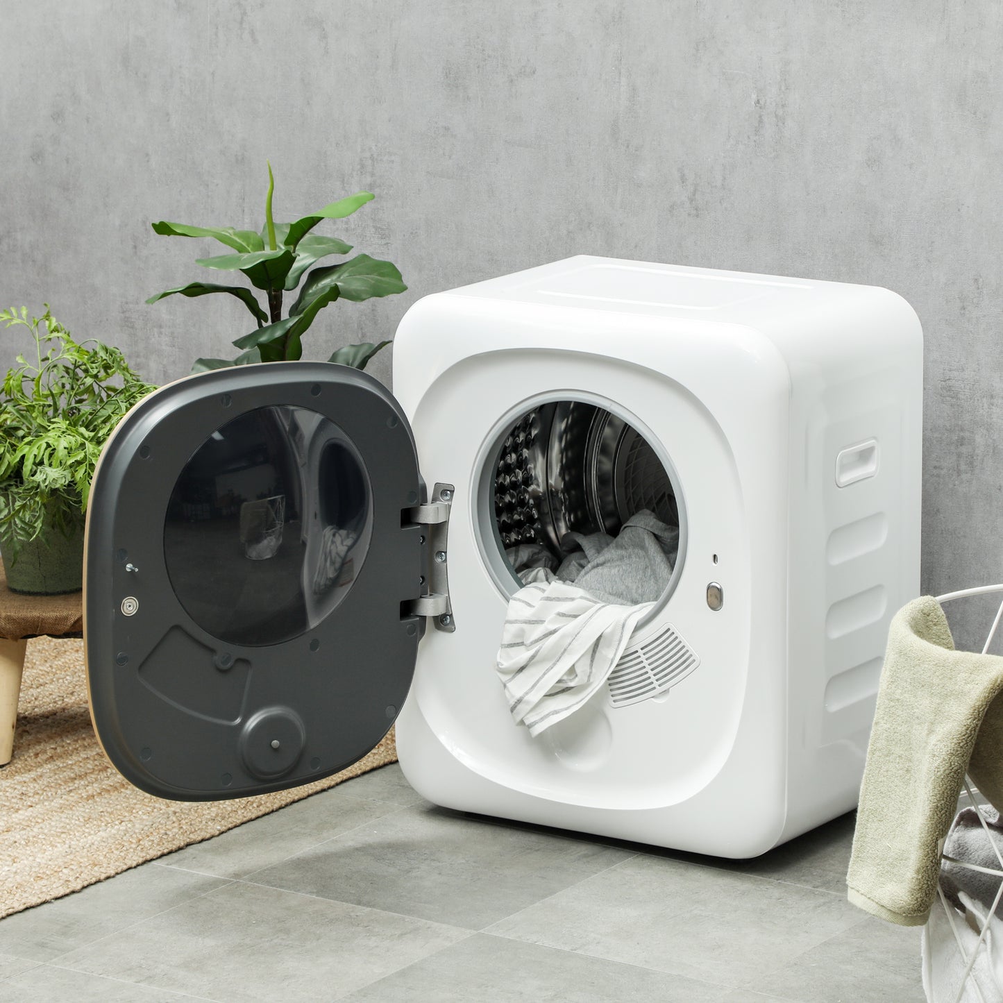 HOMCOM Compact Tumble Dryer With UV Sterilisation 4 Kg Capacity Quick Deodorisation Under 30 Minutes White