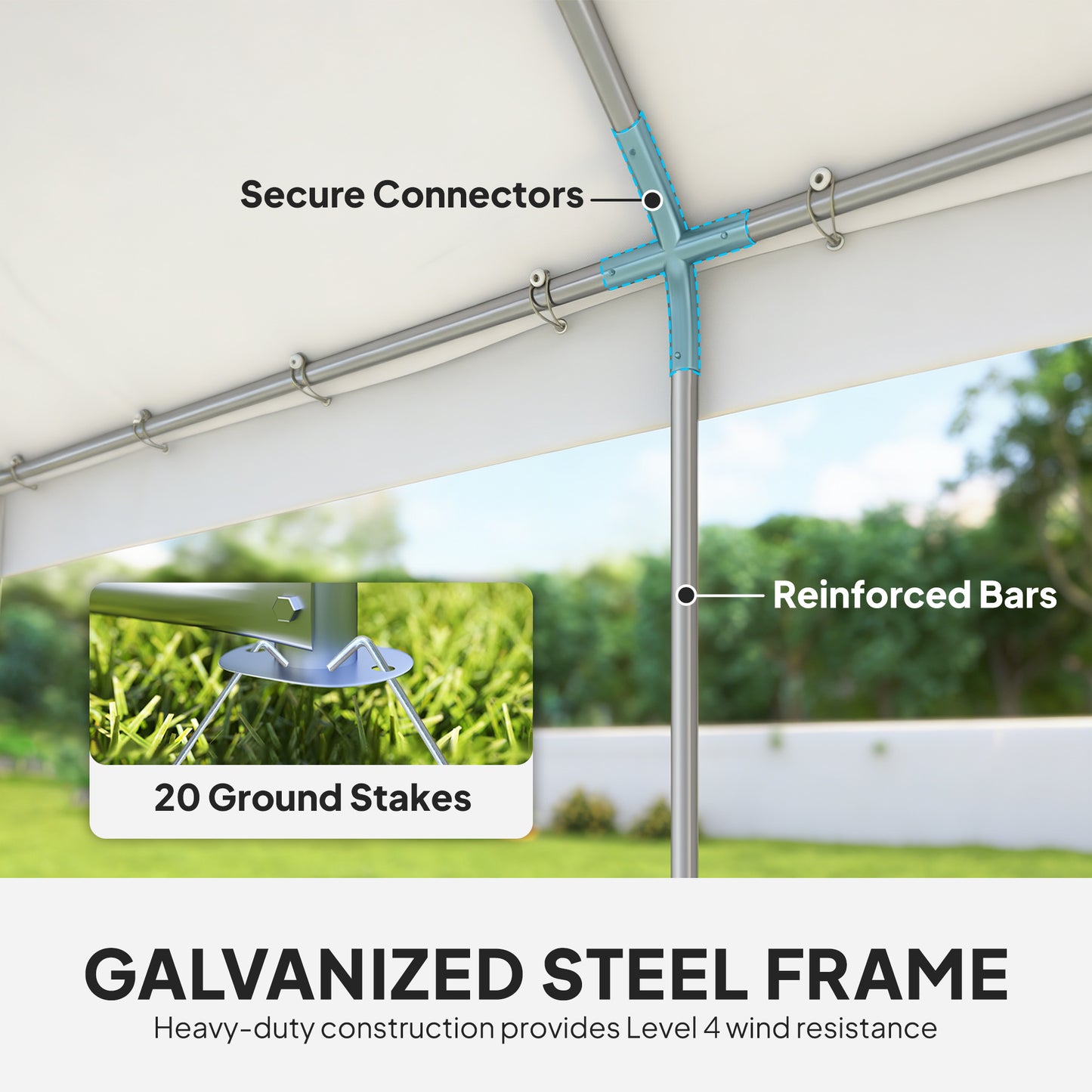 Outsunny 6 x 4 m Outdoor Party Wedding Tent Heavy Duty Gazebo Canopy With Windows And 4 Removable Sidewalls