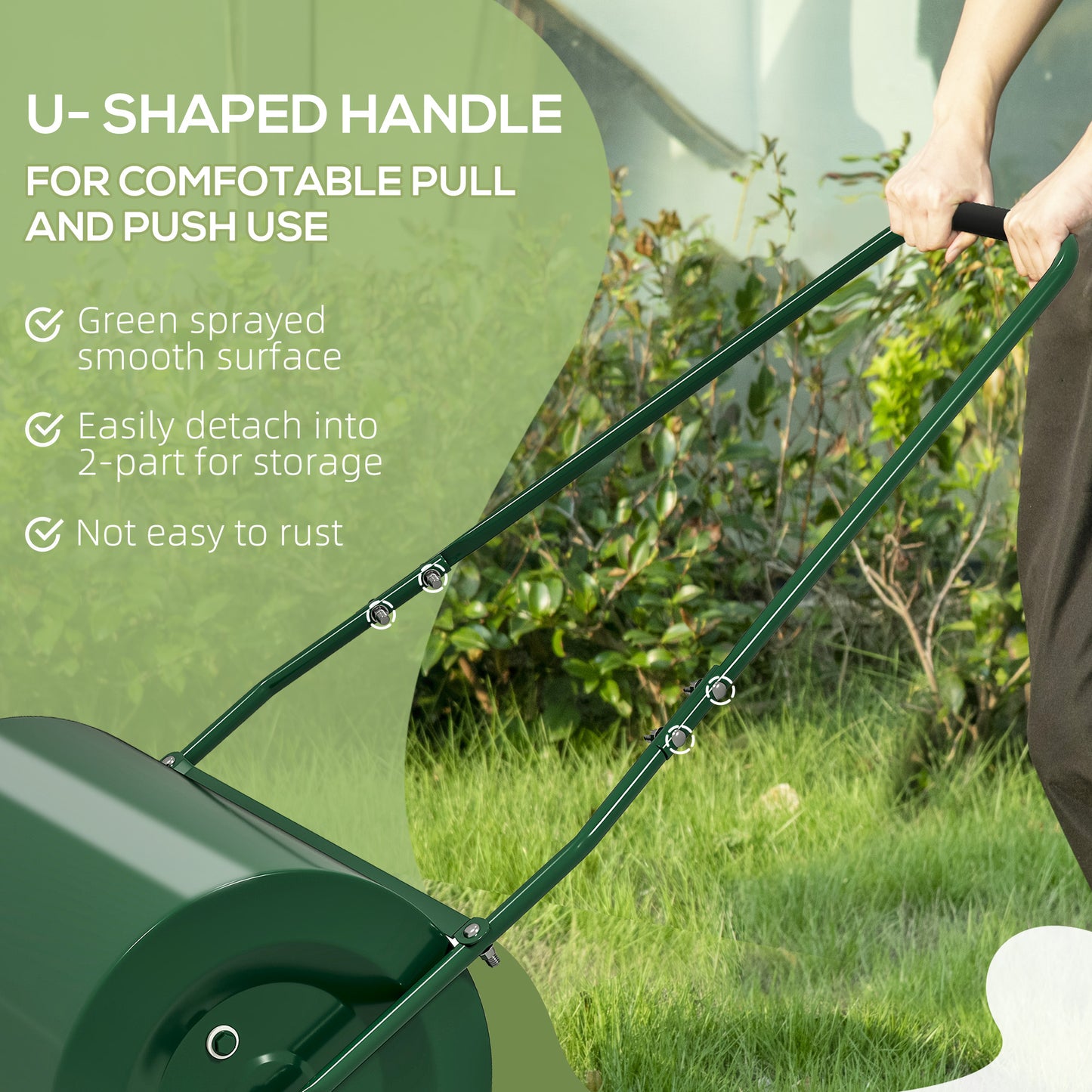 Outsunny 63 L Garden Lawn Roller Water And Sand Filled Drum Heavy Duty Steel Lawn Push Roller For Grass Seeding