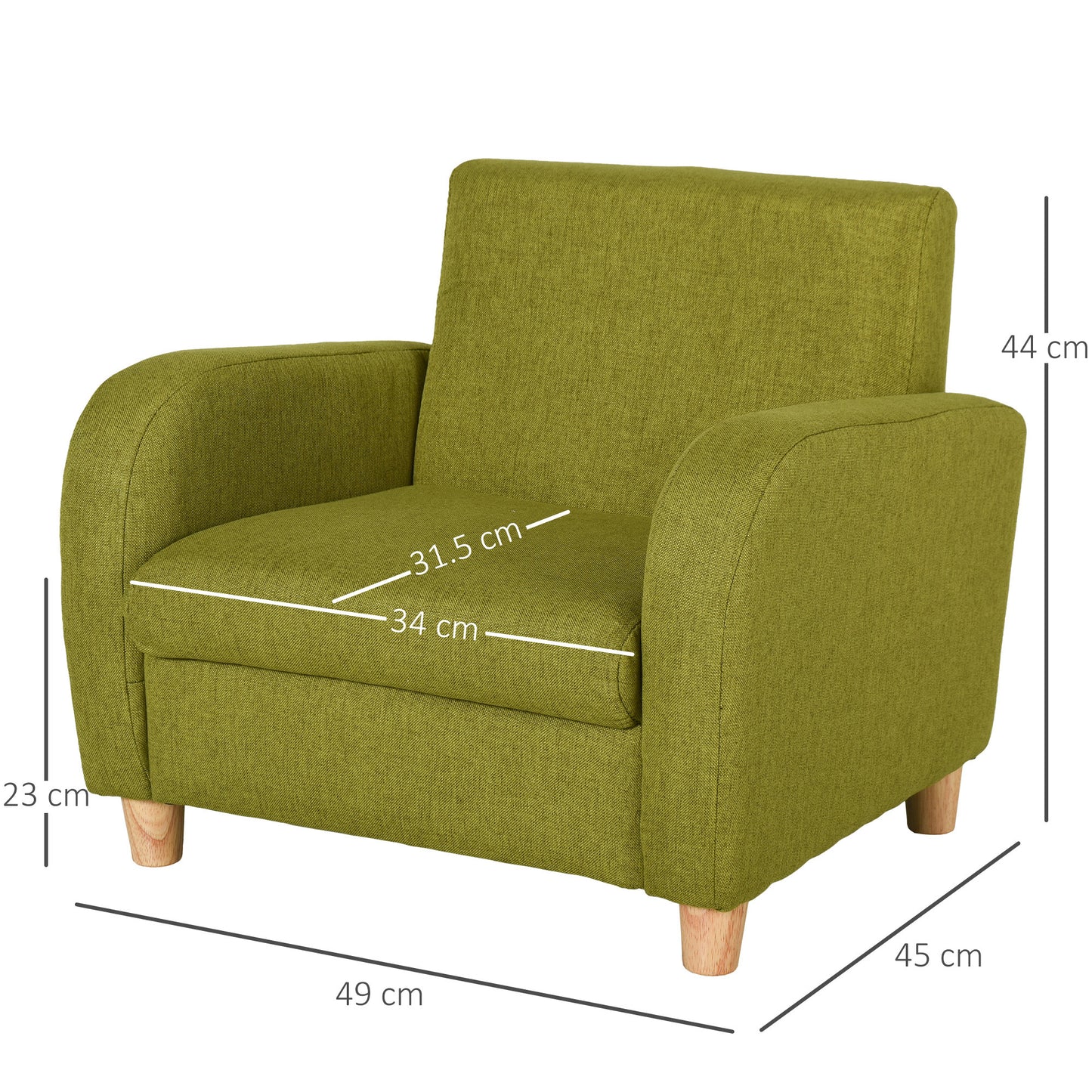 HOMCOM Children Armchair Mini Sofa With Wood Frame Anti Slip Legs High Back For Cozy Kids Seating