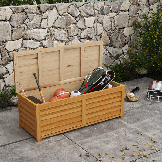 Outsunny 292L Outdoor Storage Box Fir Wood Garden Storage Container Deck Box Balcony Porch Poolside Light Brown