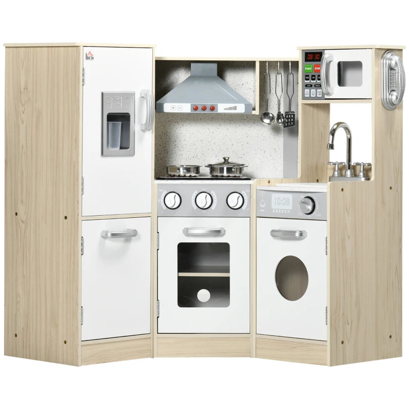 HOMCOM Kids Kitchen Playset with Accessories and Storage Space - ALL4U RETAILER LTD