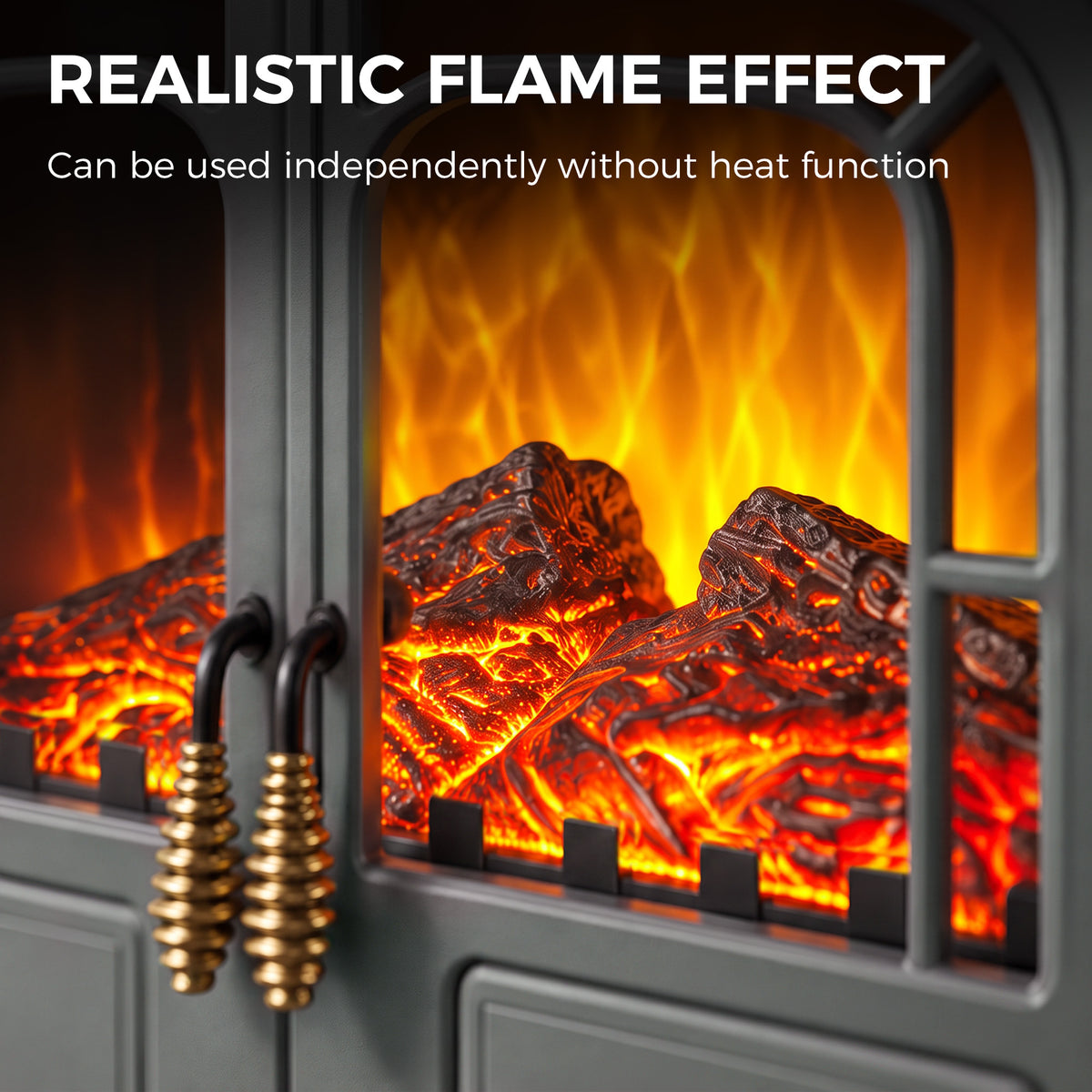 Homcom Freestanding Electric Fireplace Stove Heater With Led Flame Effect