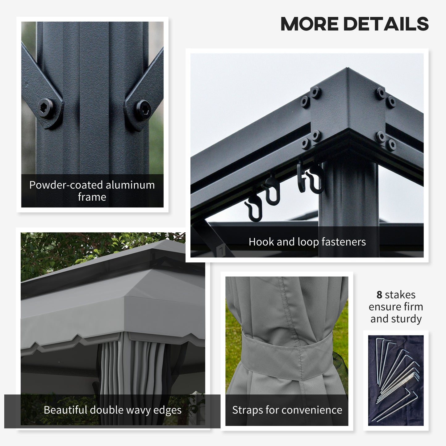 Outsunny 4m x 3m Aluminium Garden Gazebo Marquee Canopy Shelter With Nets And Curtains Light Grey