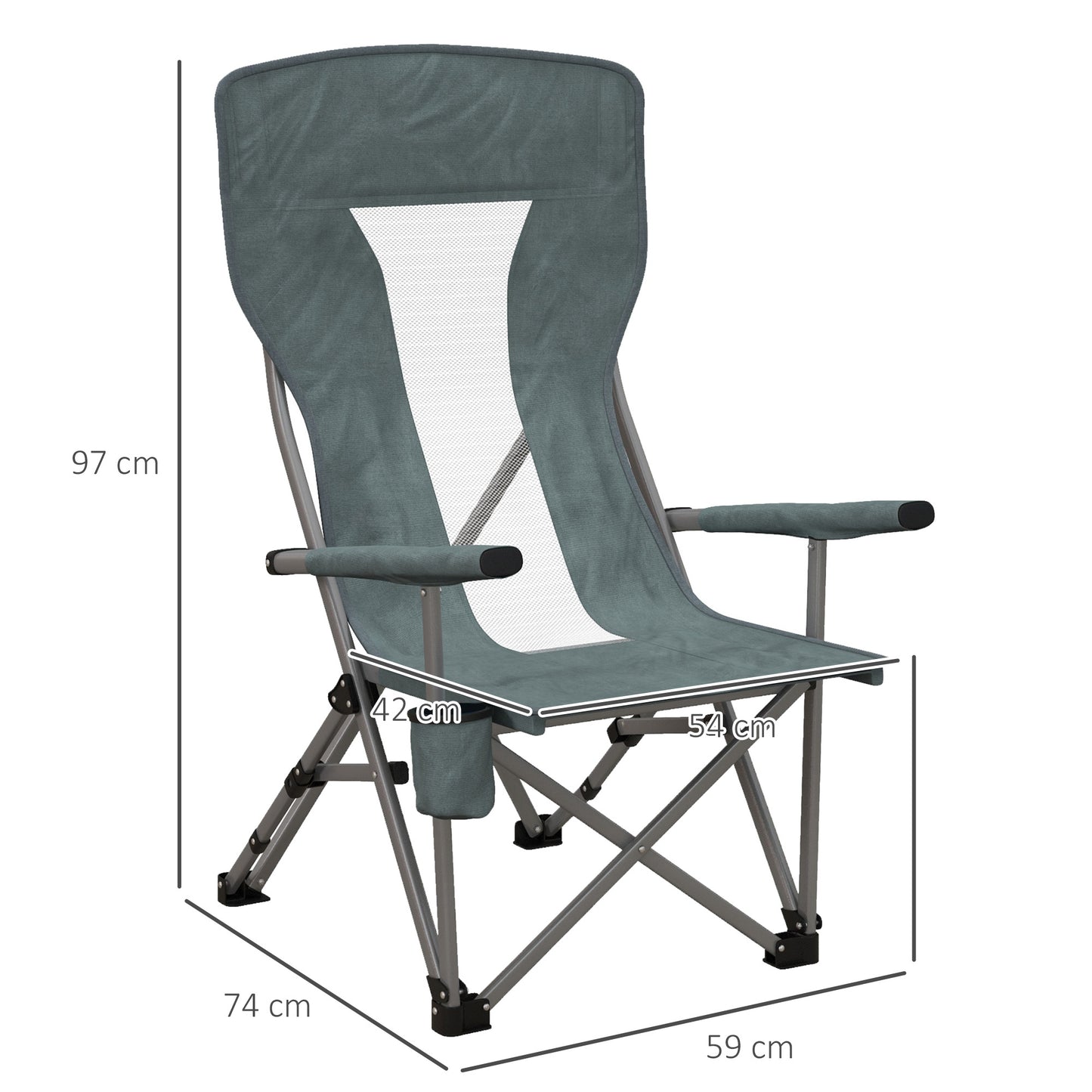 Outsunny Portable Folding Camp Chair with Cup Holder - Supports 136kg, Ideal for Camping, Festivals, Beach, and Garden Use - ALL4U RETAILER LTD