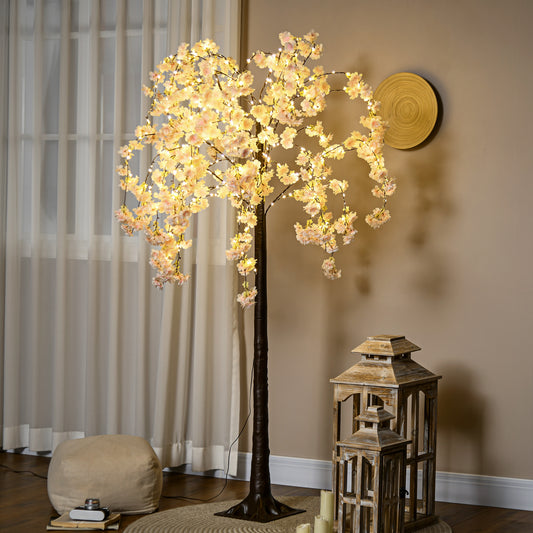 HOMCOM Pink Sakura Blossom Tree with 450 LED Lights - Decorative Outdoor Illumination - ALL4U RETAILER LTD