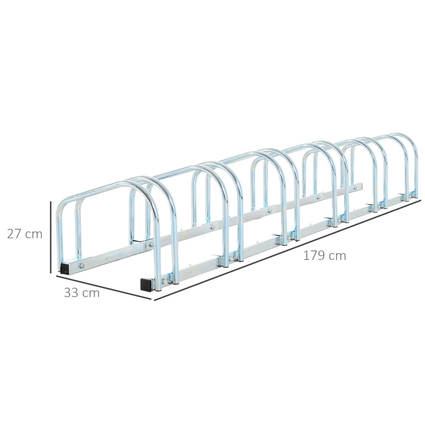 HOMCOM Bike Parking Rack Bicycle Locking Storage Stand for 6 Cycling Silver - ALL4U RETAILER LTD