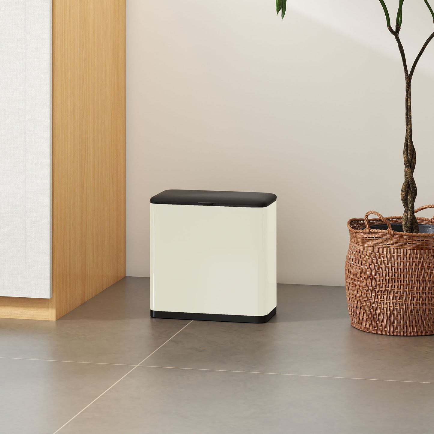 Homcom 8L Hanging Kitchen Bin With Lid And Removable Inner Bucket For Kitchen Cabinet Door Under Sink Office