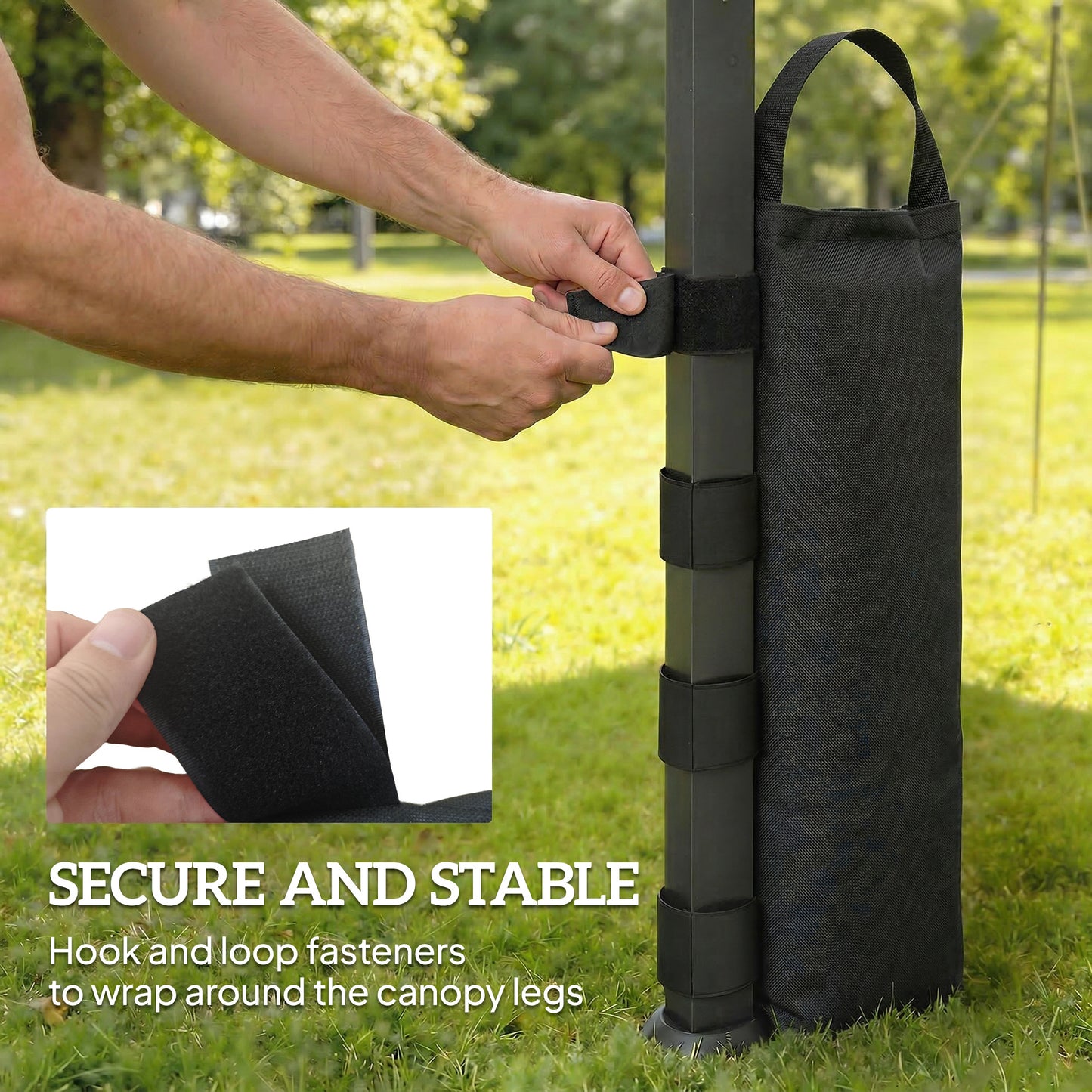 Outsunny 8 Pack Gazebo Sand Weight Bags 40 Kg 600D Heavy Duty Sandbags for Canopy Tent Legs Without Sand Black