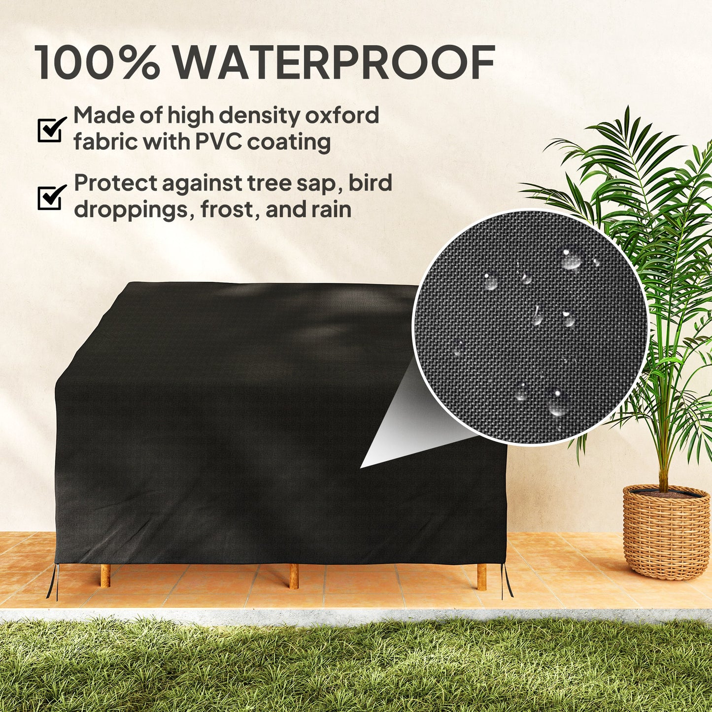 Outsunny 600D Oxford Cloth 2 Seater Sofa Cover Waterproof Outdoor Garden Patio Black 140L x 84W cm