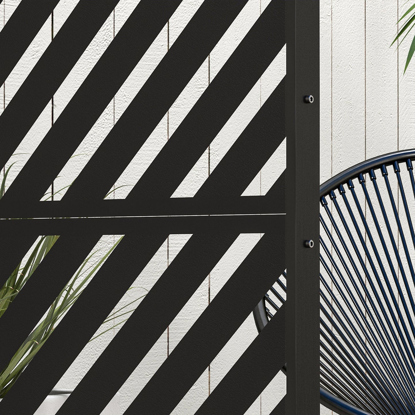 Outsunny 6.5FT Decorative Outdoor Divider Privacy Screen With Stand Triangle Style In Black