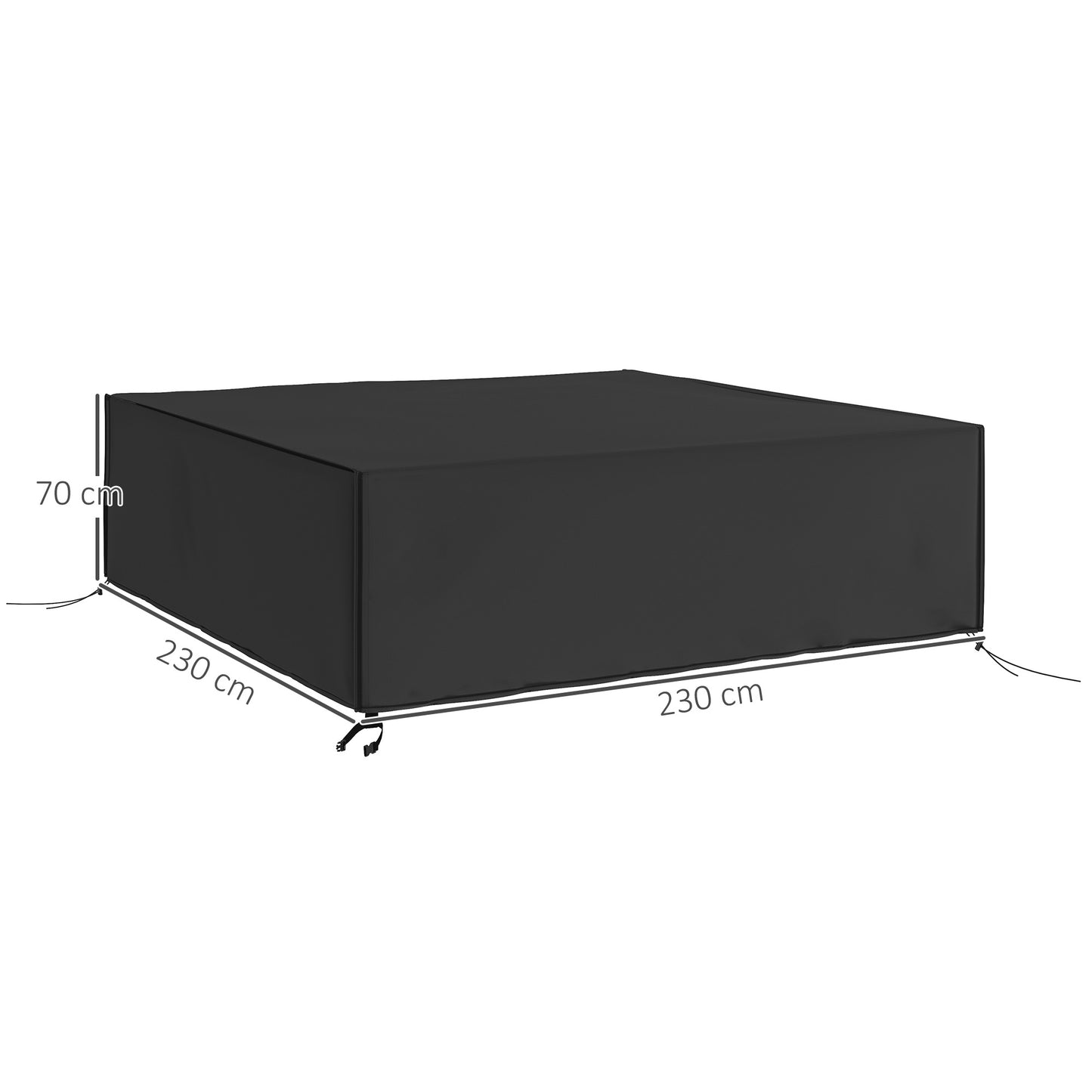 Outsunny Large Patio Furniture Set Cover 600D Oxford Square Waterproof 230 x 230 x 70 cm Black