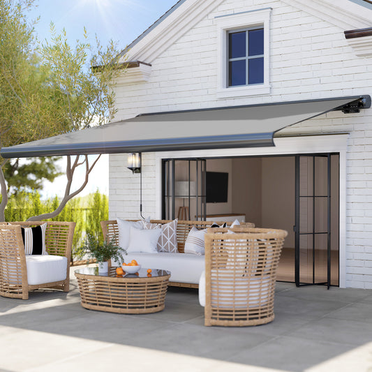 Outsunny 3.5 X 3 M Electric Awning Aluminium Frame DIY Retractable Awning UV50+ Sun Shade Canopy Light Grey
