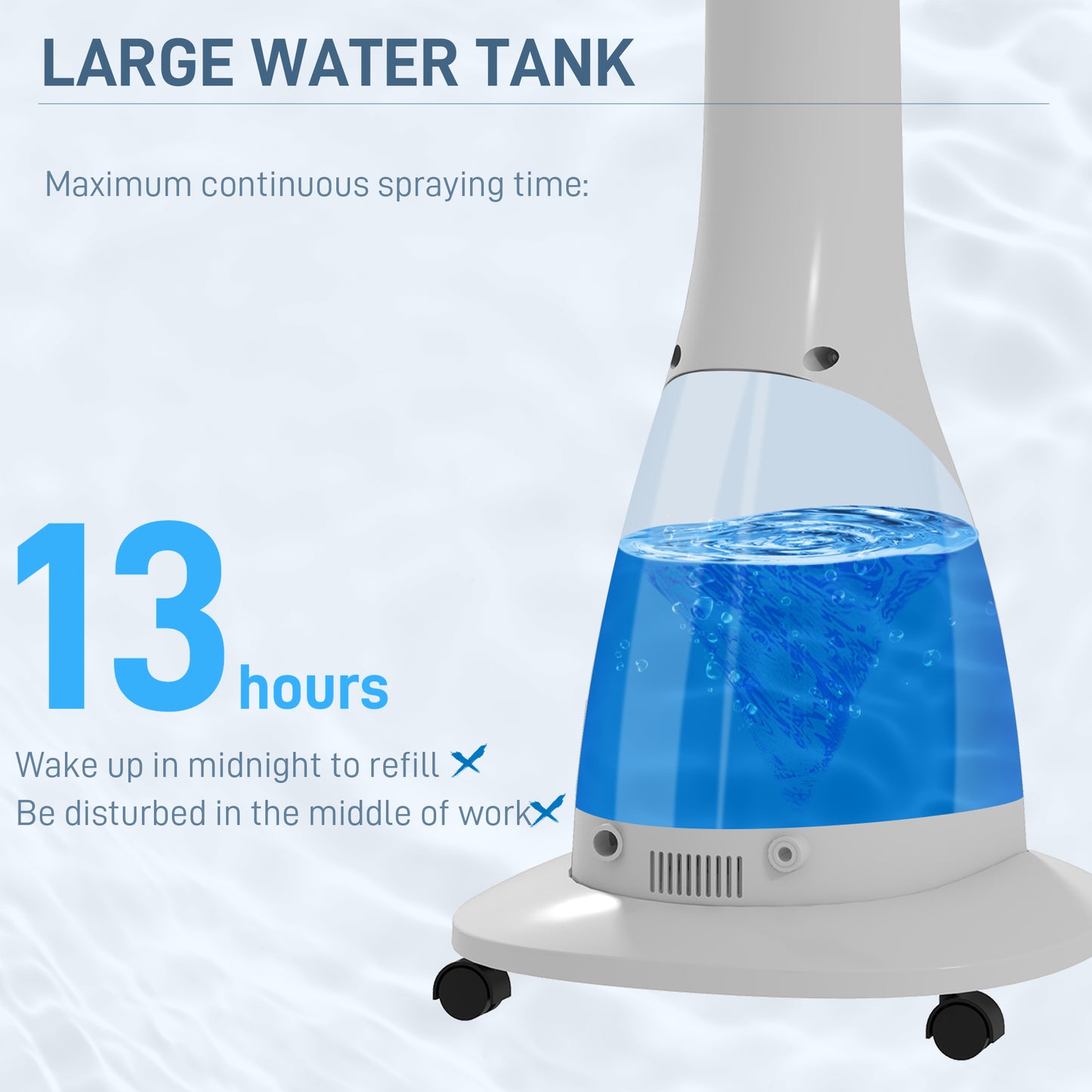 HOMCOM Pedestal Misting Fan With Water Spray Remote 75 Degree Oscillation 3 Speeds 3 Modes 3 Mist Levels 3L Tank Wheels