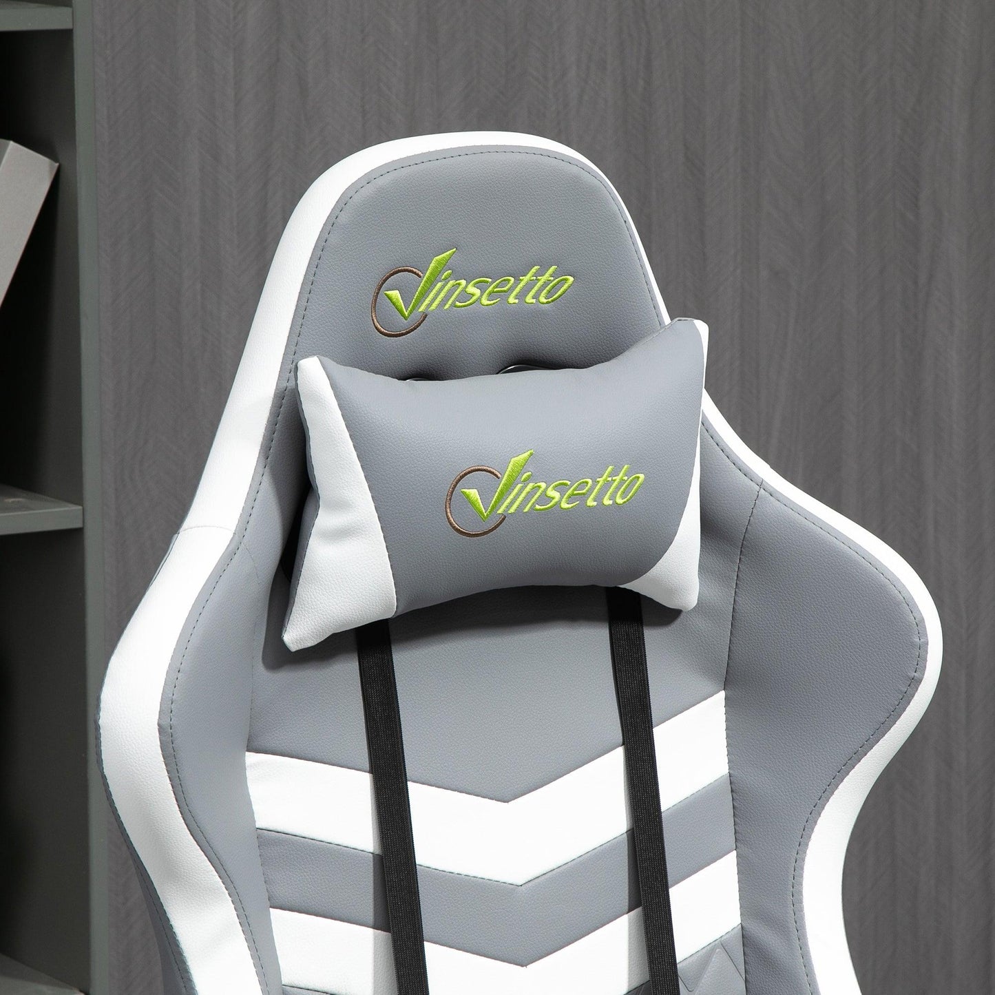 Vinsetto Racing Gaming Chair with Lumbar Support and Swivel Wheels in Grey White - ALL4U RETAILER LTD