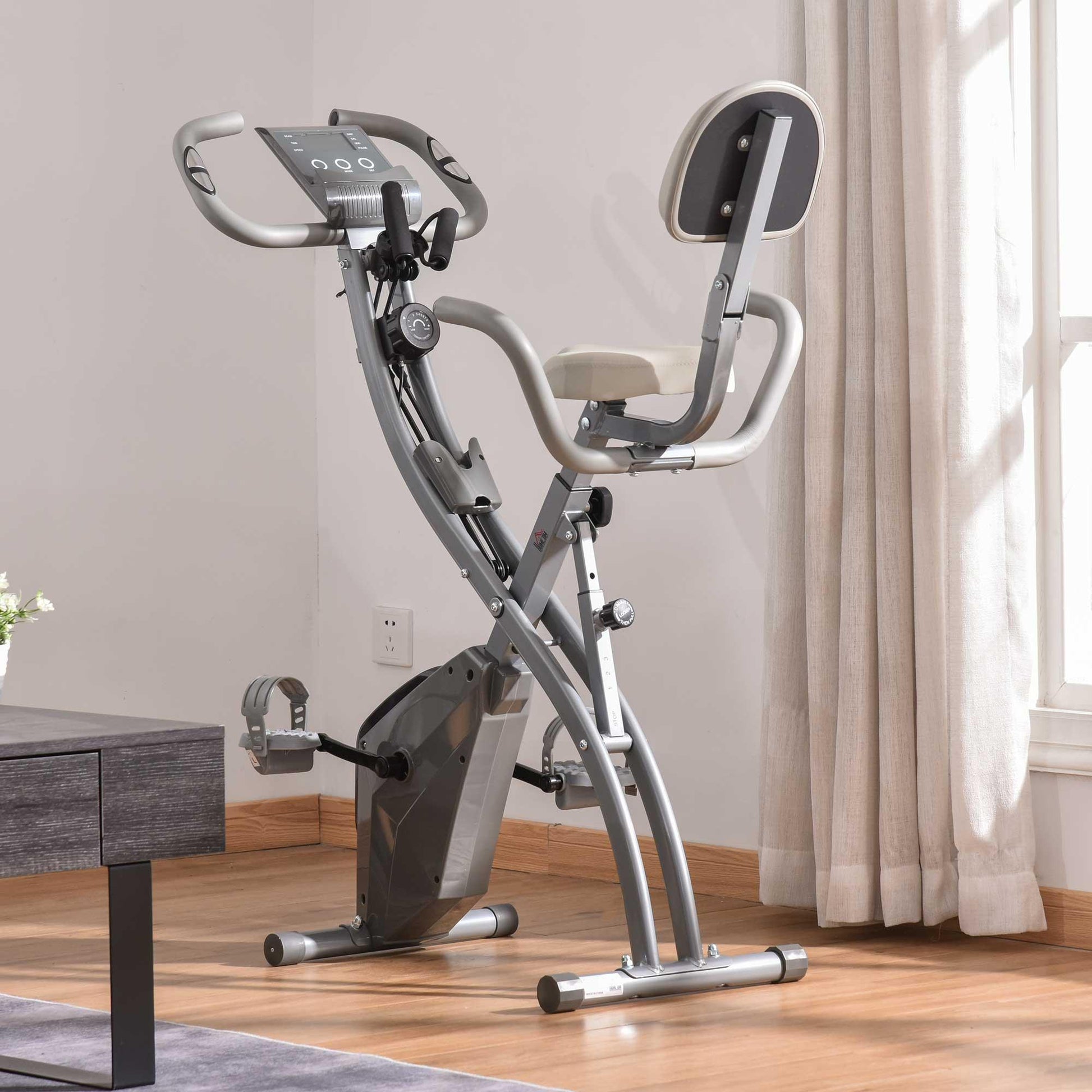 HOMCOM Foldable Exercise Bike with 8-Level Resistance and Pulse Sensor - ALL4U RETAILER LTD