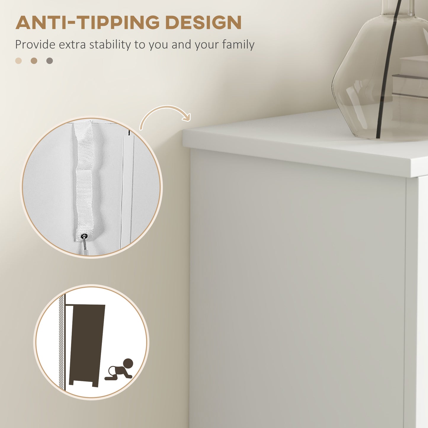 HOMCOM Modern Narrow Shoe Cabinet With 2 Flip Drawers And Adjustable Shelves, White, Holds 10 Pairs For Entryway Hallway