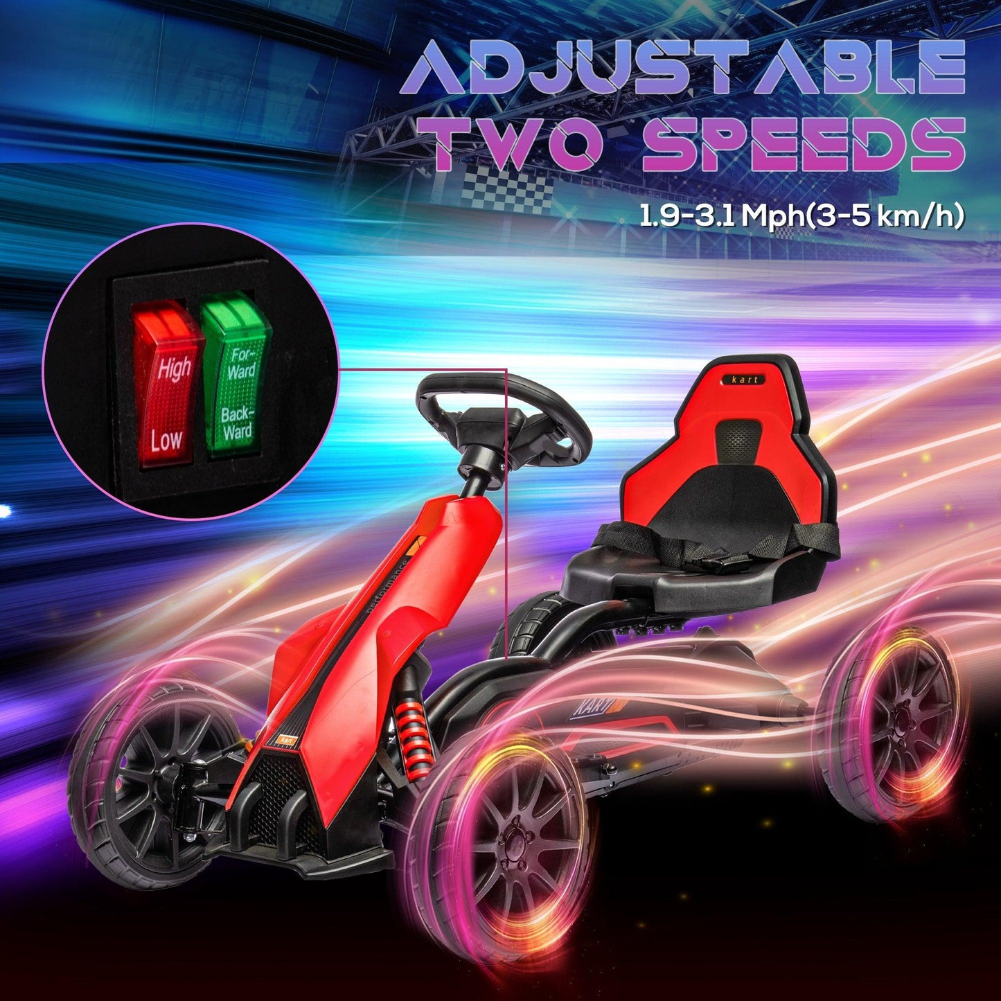 HOMCOM 12V Electric Go Kart w/ Forward Reversing 2 Speeds for 3-8 Yrs - Red - ALL4U RETAILER LTD