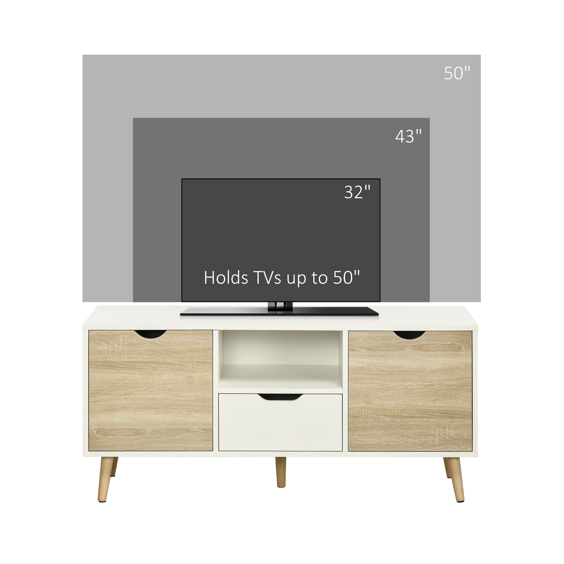 HOMCOM Modern Entertainment Center TV Stand for TVs up to 50 Inch with Storage Drawer - Natural Finish - ALL4U RETAILER LTD