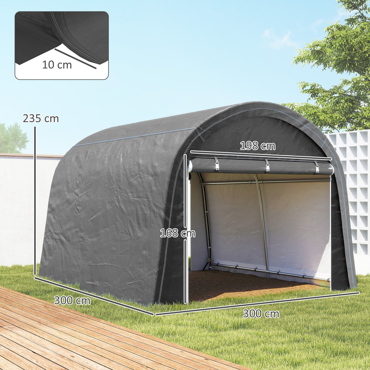 Outsunny 3x3m Garden Storage Tent Heavy Duty Shed Waterproof Portable Shelter With Galvanised Steel Frame For Bike