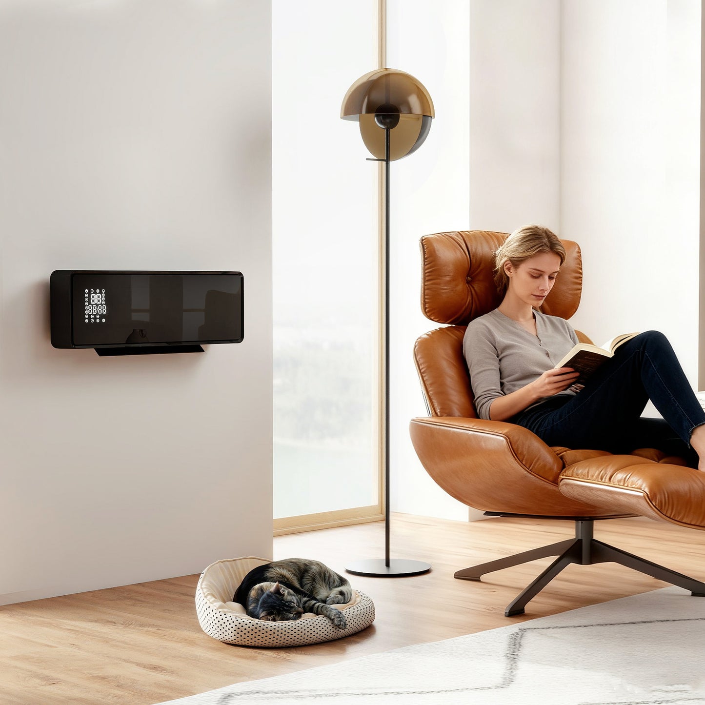 HOMCOM 2000W Ceramic Electric Heater With Fan And Adjustable Thermostat Wall Mounted Black