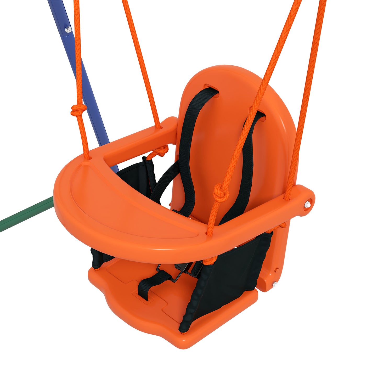 Outsunny 2-in-1 Toddler and Kids Swing Set with Cozy Seat & Safety Strap, Bright Orange Design - ALL4U RETAILER LTD