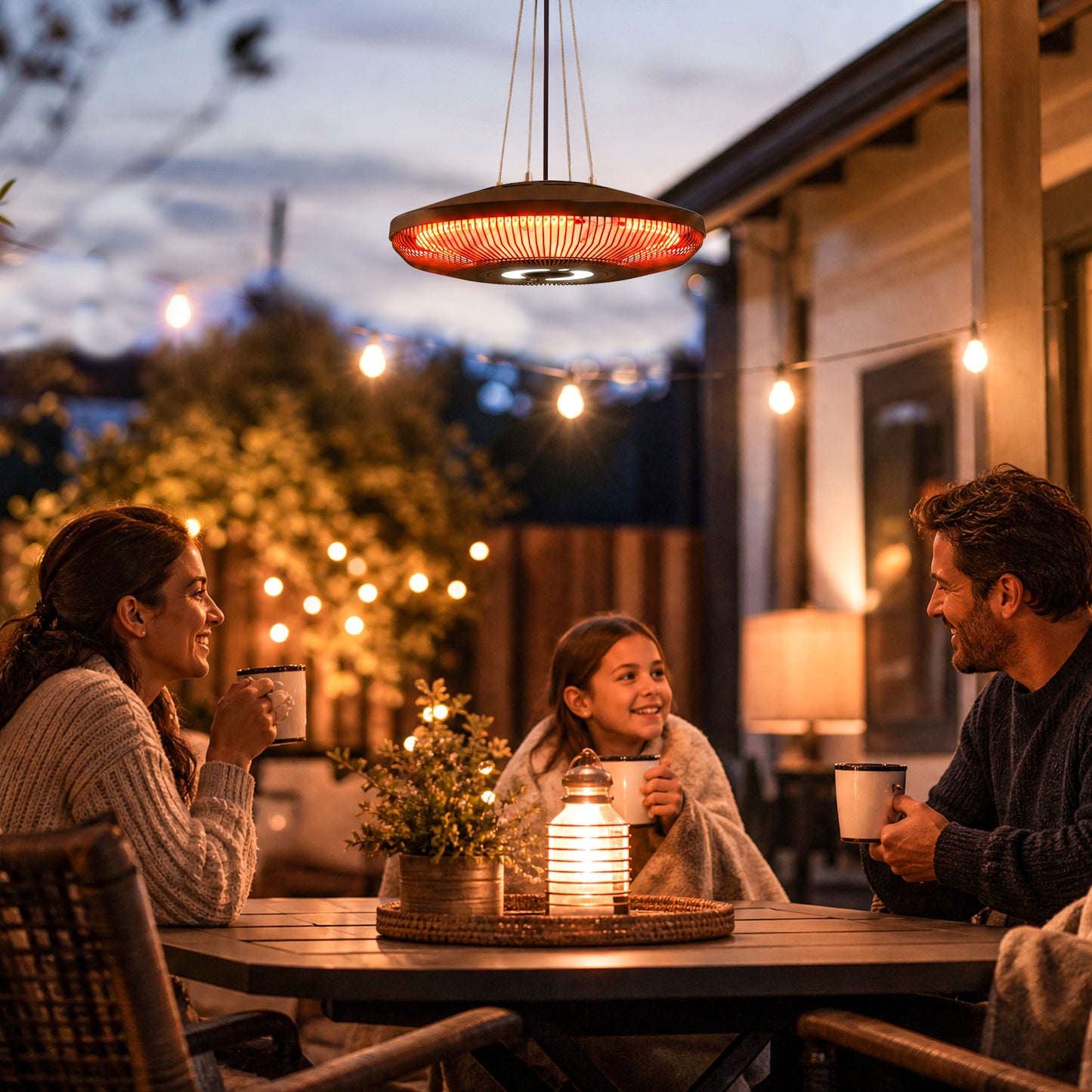 Outsunny 2000W Hanging Electric Patio Heater With LED Light And Remote