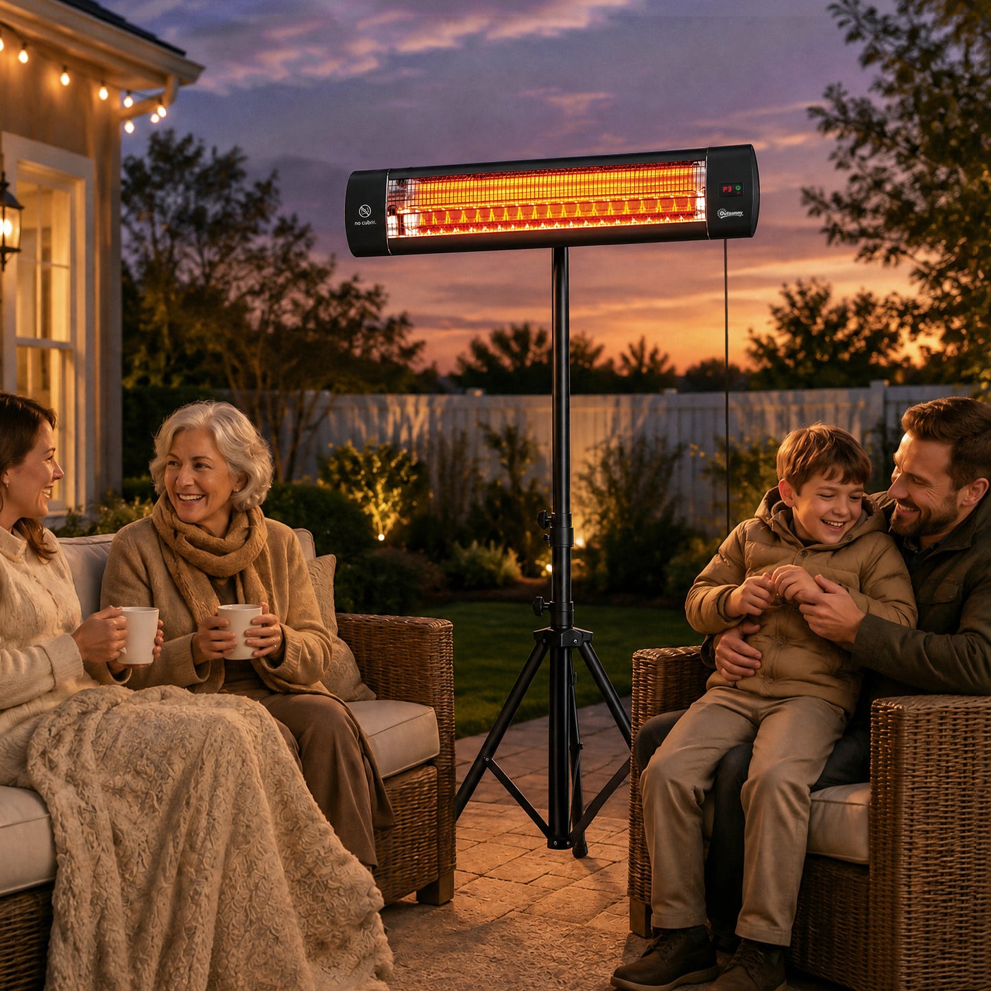 Outsunny 2500W Electric Infrared Patio Heater With Remote Black