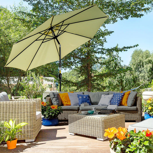 Outsunny 3(m) Patio Umbrella Outdoor Sunshade Canopy w/ Tilt & Crank Beige - ALL4U RETAILER LTD