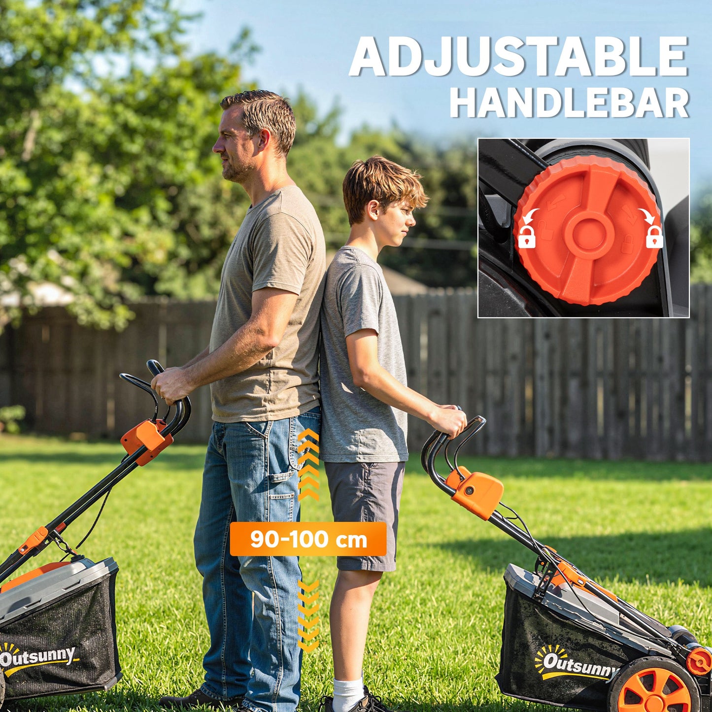 Outsunny 18V Cordless Lawn Mower With 2 X 4Ah Batteries 34cm Cutting Width Mulching Feature