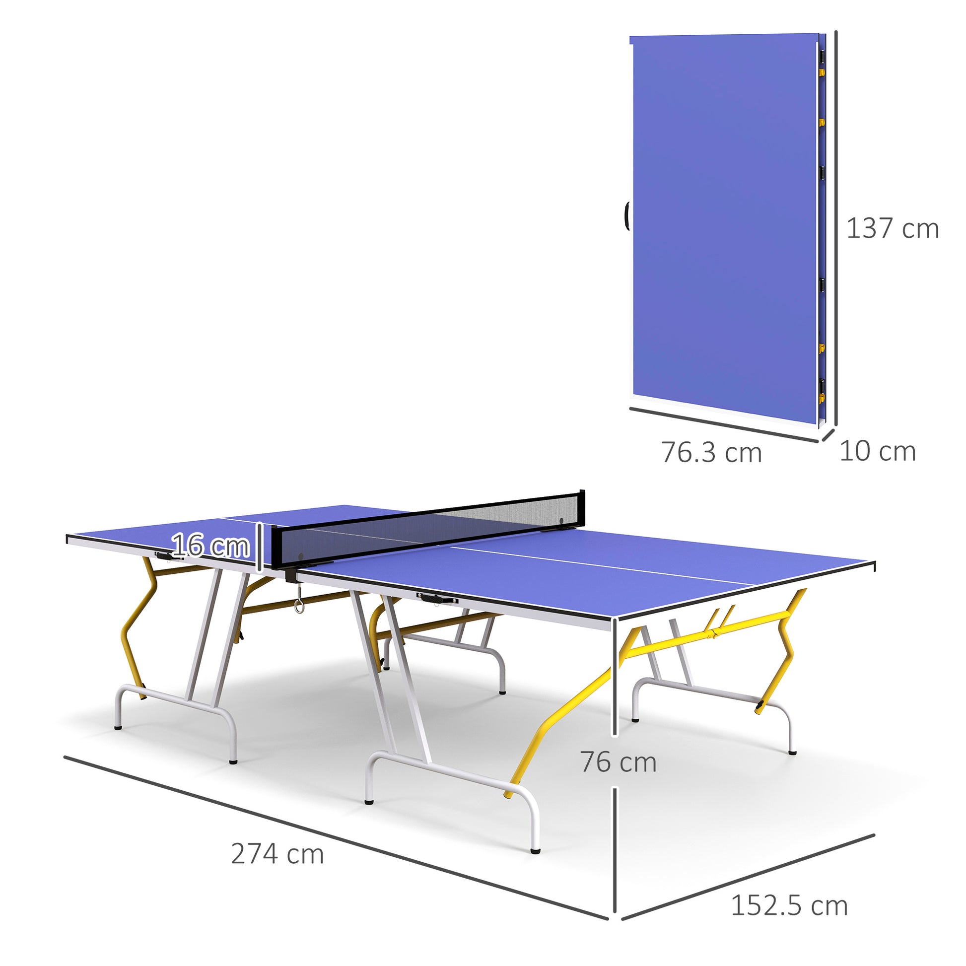 SPORTNOW 9FT Portable Table Tennis Table Set with Cover, Net, Paddles, and Balls - Blue - ALL4U RETAILER LTD