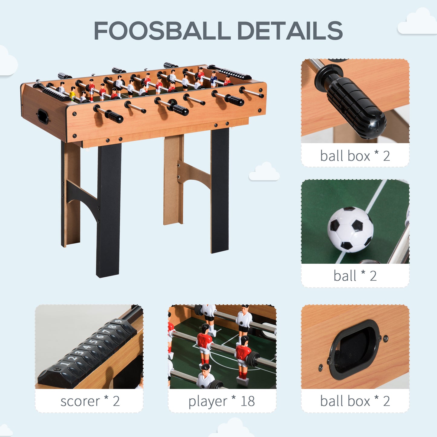 4-in-1 HOMCOM Multi-Game Table: Hockey, Foosball, Billiards & Table Tennis Set