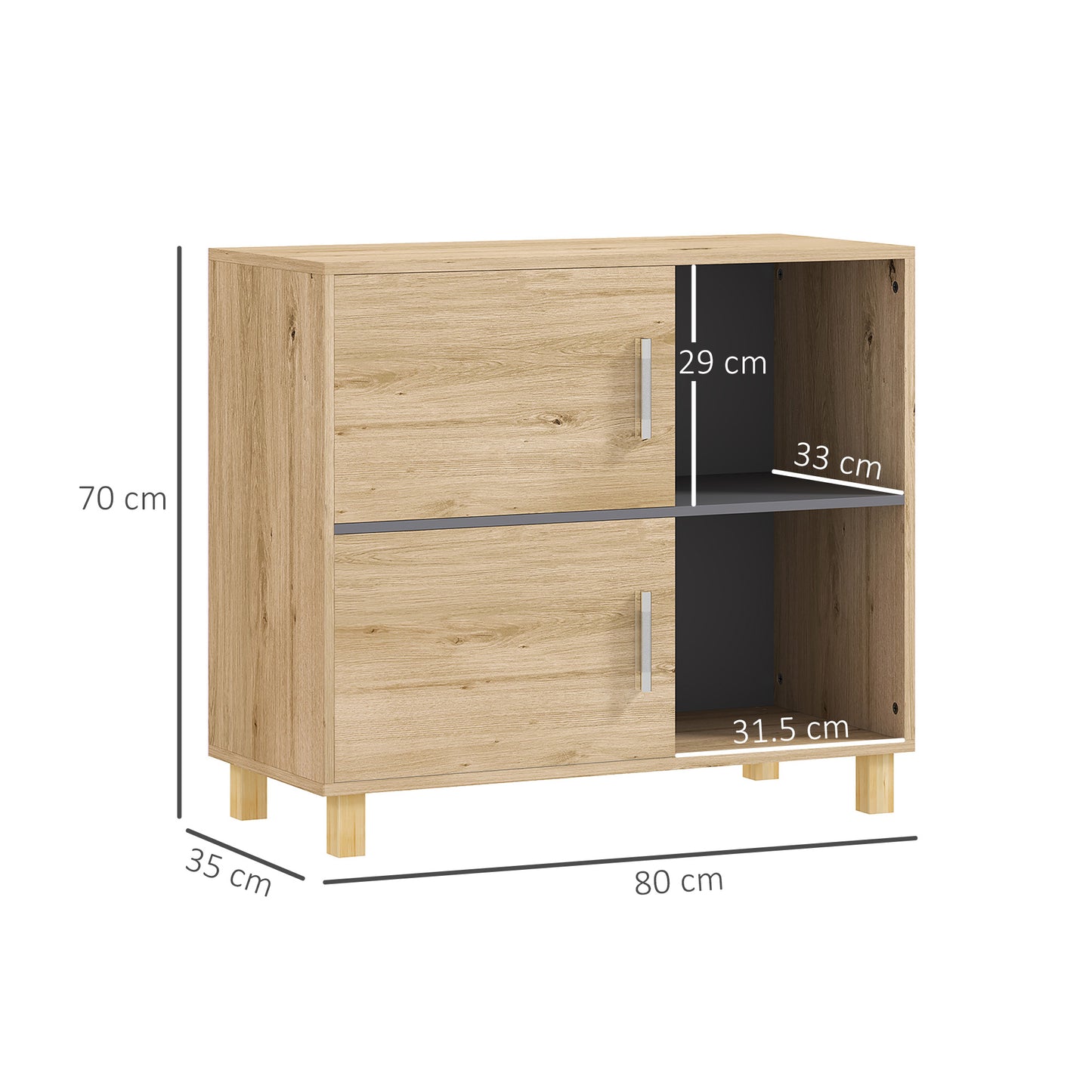 HOMCOM Freestanding Bathroom Cabinet With Open Compartments And Double Doors For Extra Storage