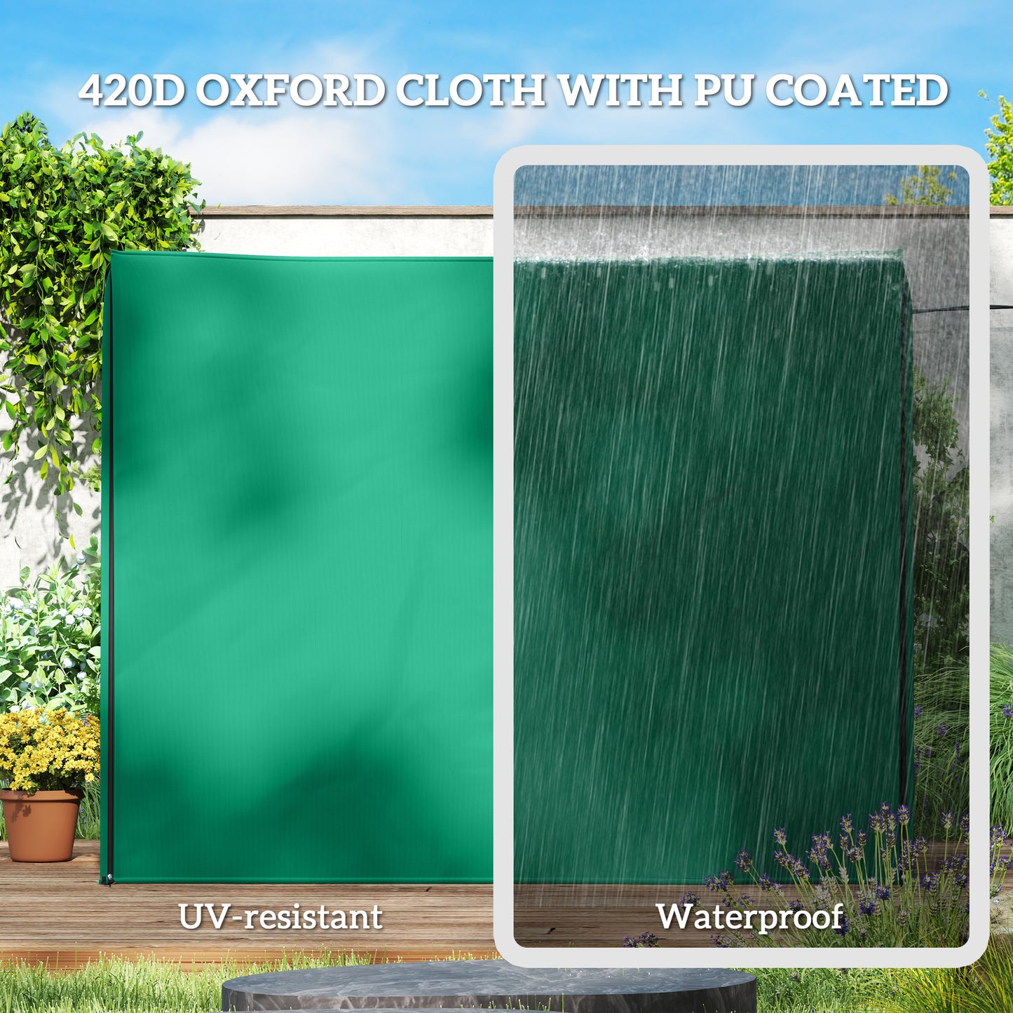 Outsunny 220 X 125 Cm Three Seater Swing Chair Protective Cover Waterproof PU Coated Oxford Cloth Green