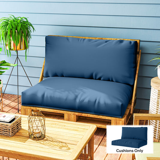 Outsunny Two Piece Seat Pallet And Back Cushions Navy Blue For Patio Furniture With Thick High Resilience Filling