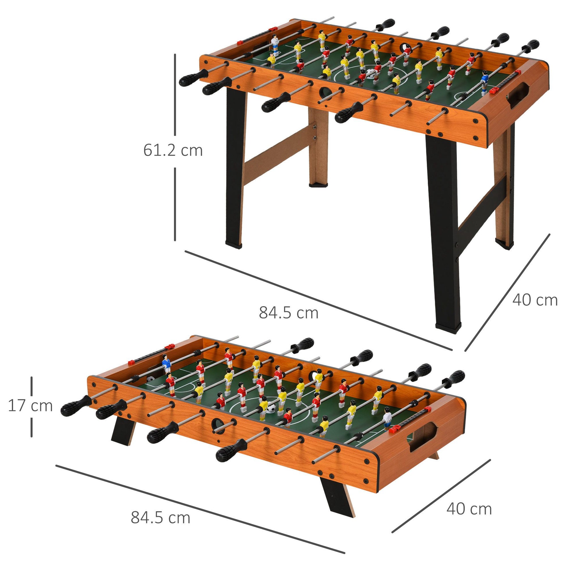 HOMCOM Classic Mini Foosball Table for Home and Office - Heavy Duty 84.5cm with 8 Rods and 2 Balls - ALL4U RETAILER LTD